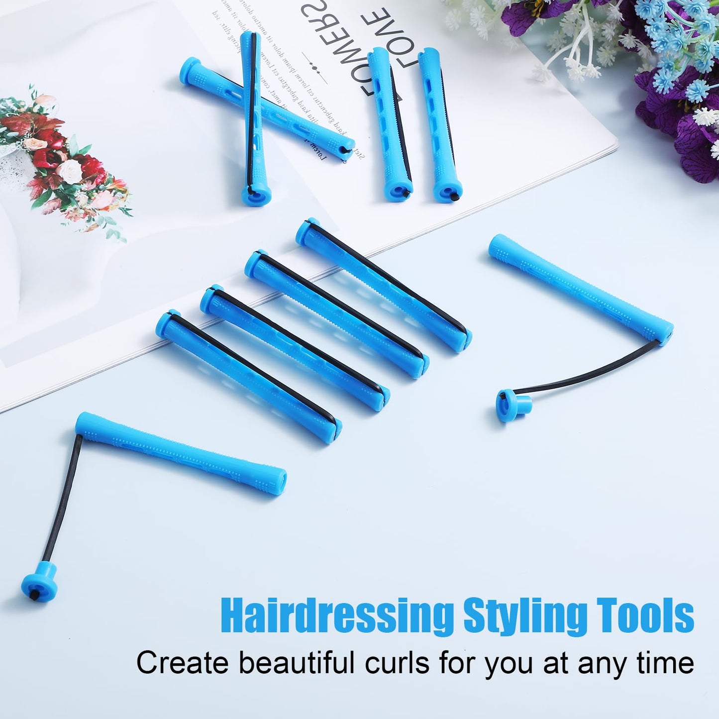 40 Pcs Perm Rods for Short Hair Small Plastic Cold Wave Rods Perming Rod Rollers Curling Rod Women Diy Hairdressing Tools Curlers for Long Short Natural Hair Hairdressing Tools(Blue)