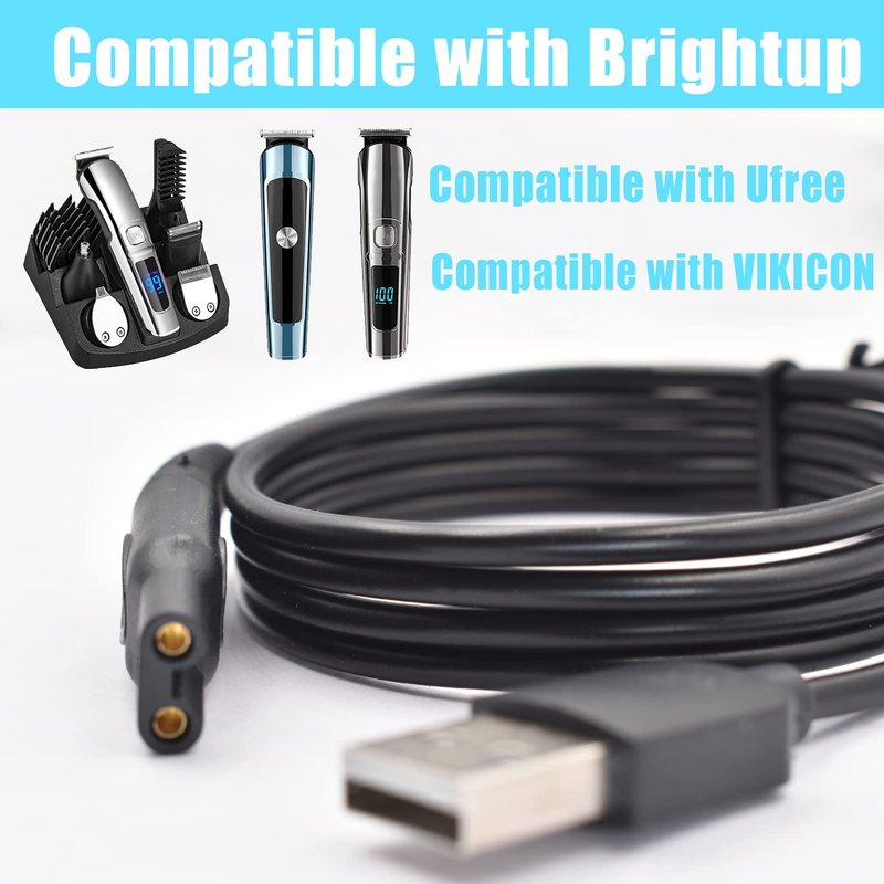 BOEEA Charger Cable Compatible with Ufree/Brightup/VIKICON Beard Trimmer All-in-one Multifunctional Grooming kit Hair Clippers USB Cable