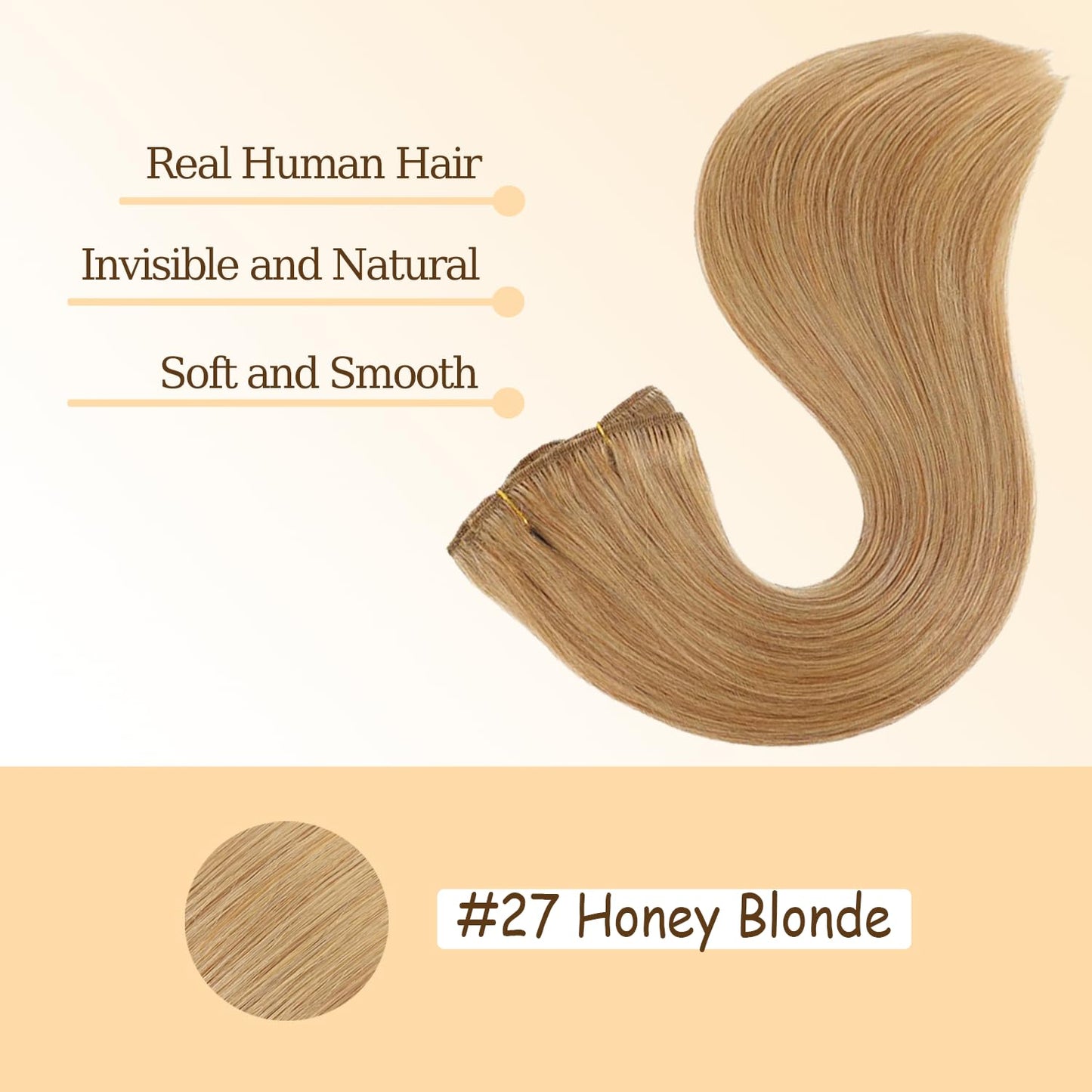 Clip in Hair Extensions Real Human Hair #27 Blonde, 12 Inch 120g/7Pcs,Full Shine Remy Human Hair,Honey Blonde Straight Clip ins Brazilian Virgin Human Hair Extensions