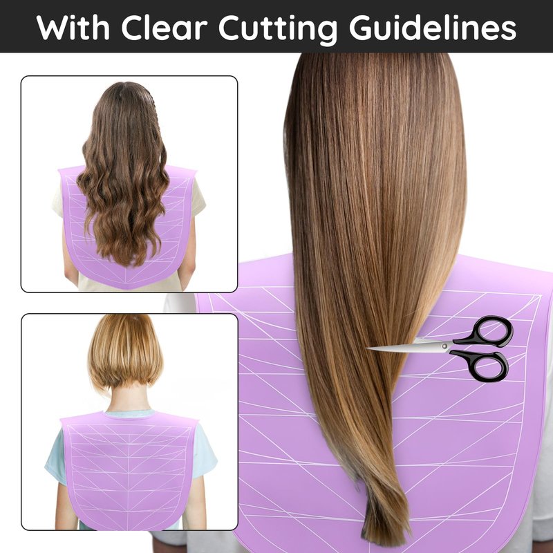 Segbeauty Hair Cutting Guide Mat Purple, Longer Silicone Waterproof Cutting Mat, Professional Salon Hair Cutting Mat with Guidelines Weighted Neck Wrap for Hair Stylist