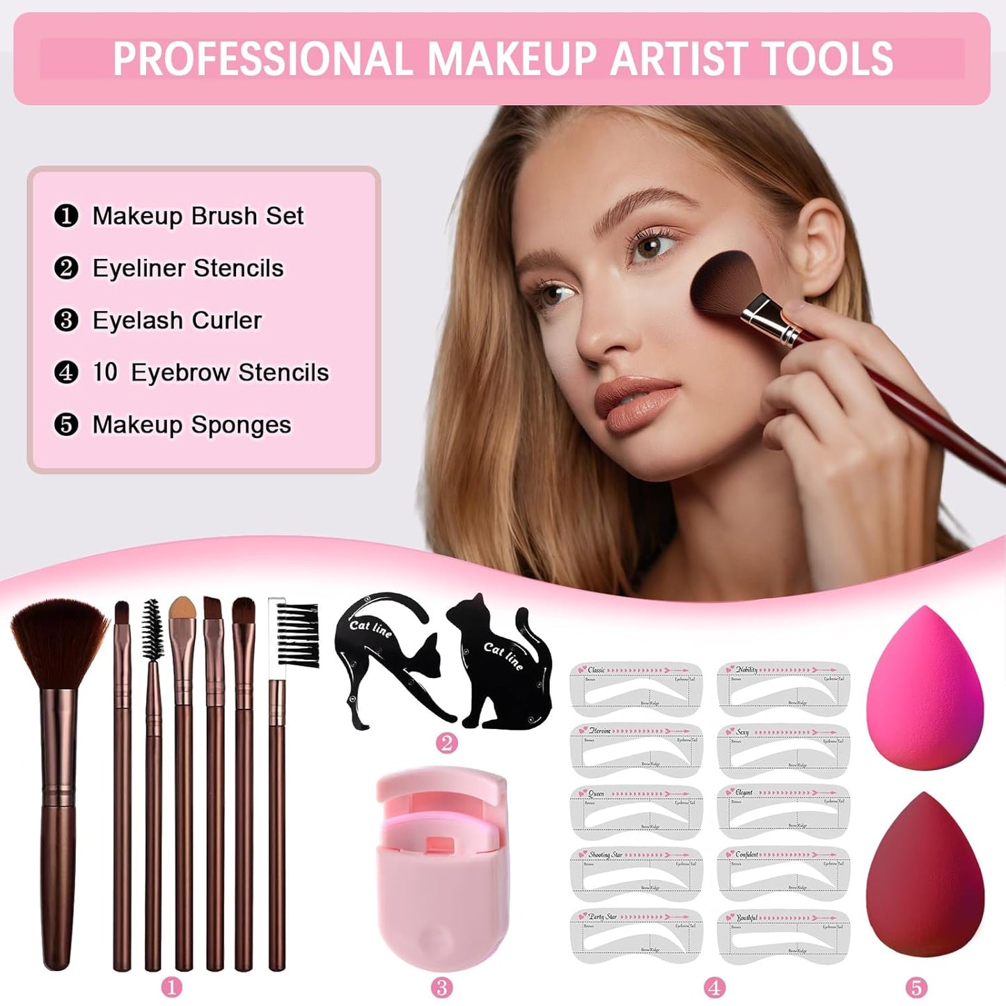 Complete Makeup Kit for Women | Essential Makeup Set with Eyeshadow, Foundation, Lipsticks & Brushes