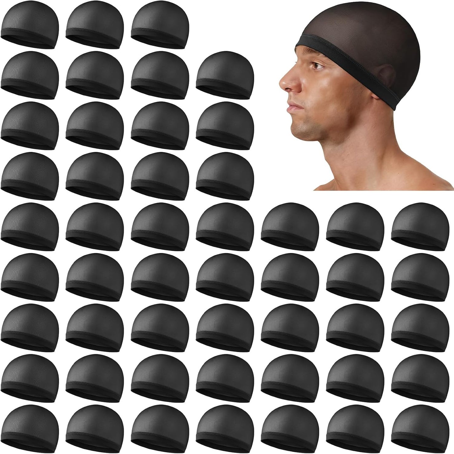 Wave Caps for Men - Stretchy Nylon Skull Cap for Sleep | Anti-Slip, Breathable, 10/20/50 Pcs