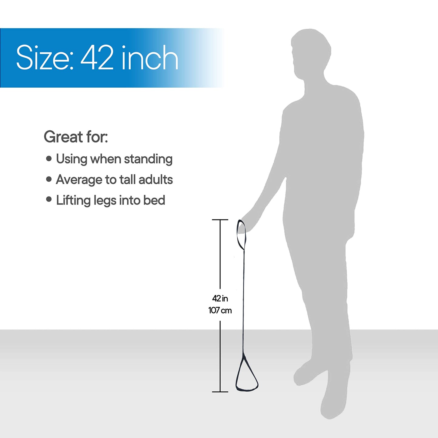 RMS Premium 42” Leg Lifter with Hand Strap & Foot Loop – Long-Term Orthopedic Daily Living Aid for Chronic Hip, Knee & Mobility Limitations