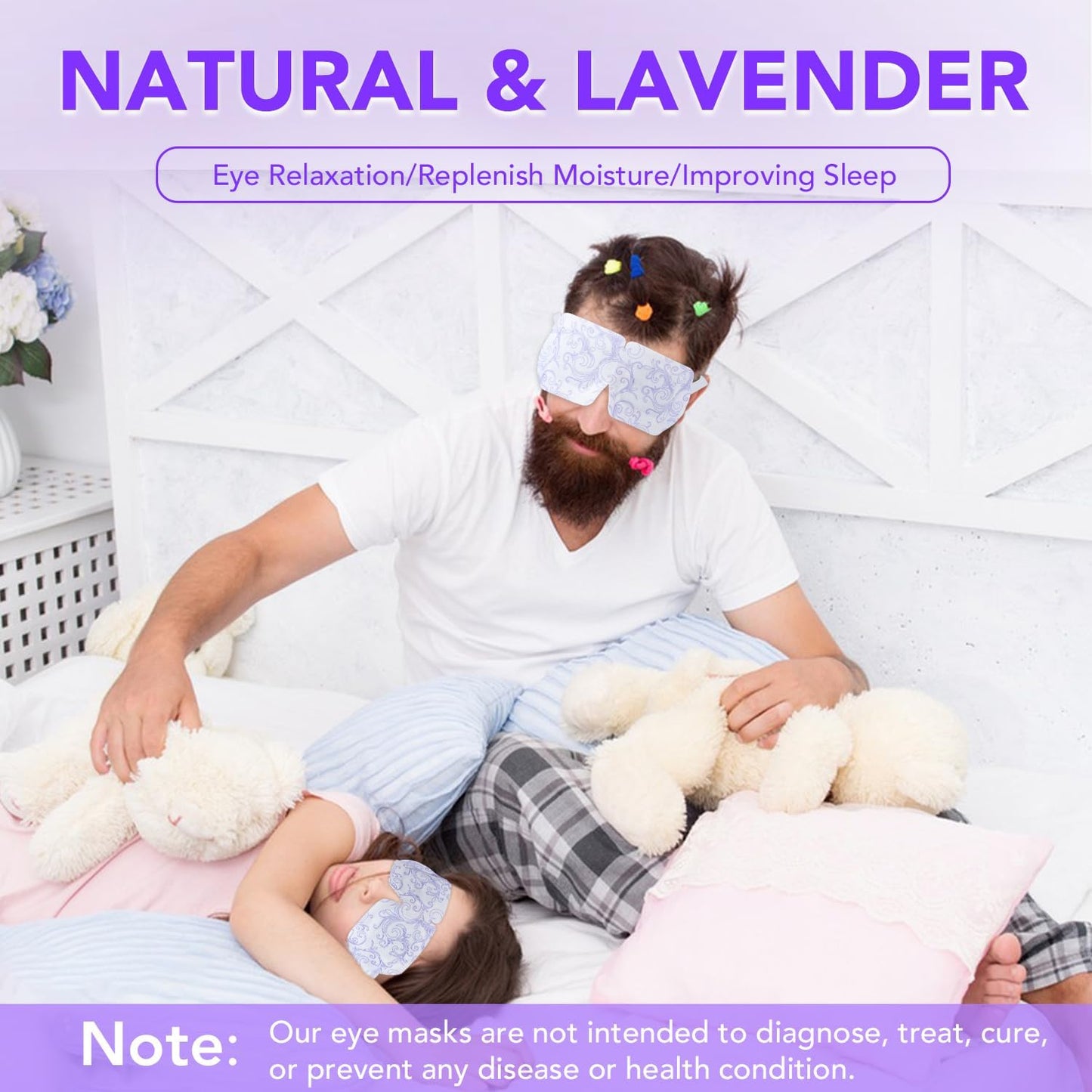 XPCARE Steam Eye Masks - 60 Pack Disposable Heated Eye Masks for Dry Eyes & Dark Circles | Lavender