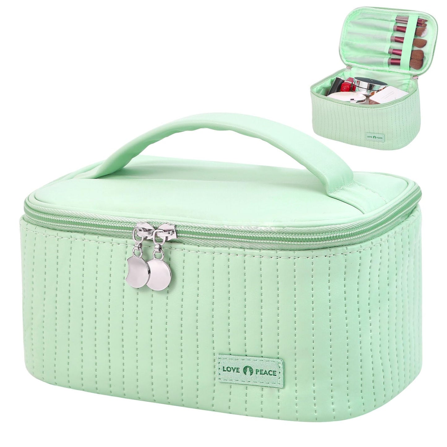 Yuilgdo Makeup Bag Travel Cosmetic Bag, Large Capacity Makeup Organizer Bag and Storage, Portable PU Leather Pouch Toiletry Bag Make up Organizer, Cosmetic Bags for Women