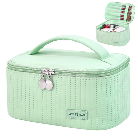 Yuilgdo Makeup Bag Travel Cosmetic Bag, Large Capacity Makeup Organizer Bag and Storage, Portable PU Leather Pouch Toiletry Bag Make up Organizer, Cosmetic Bags for Women