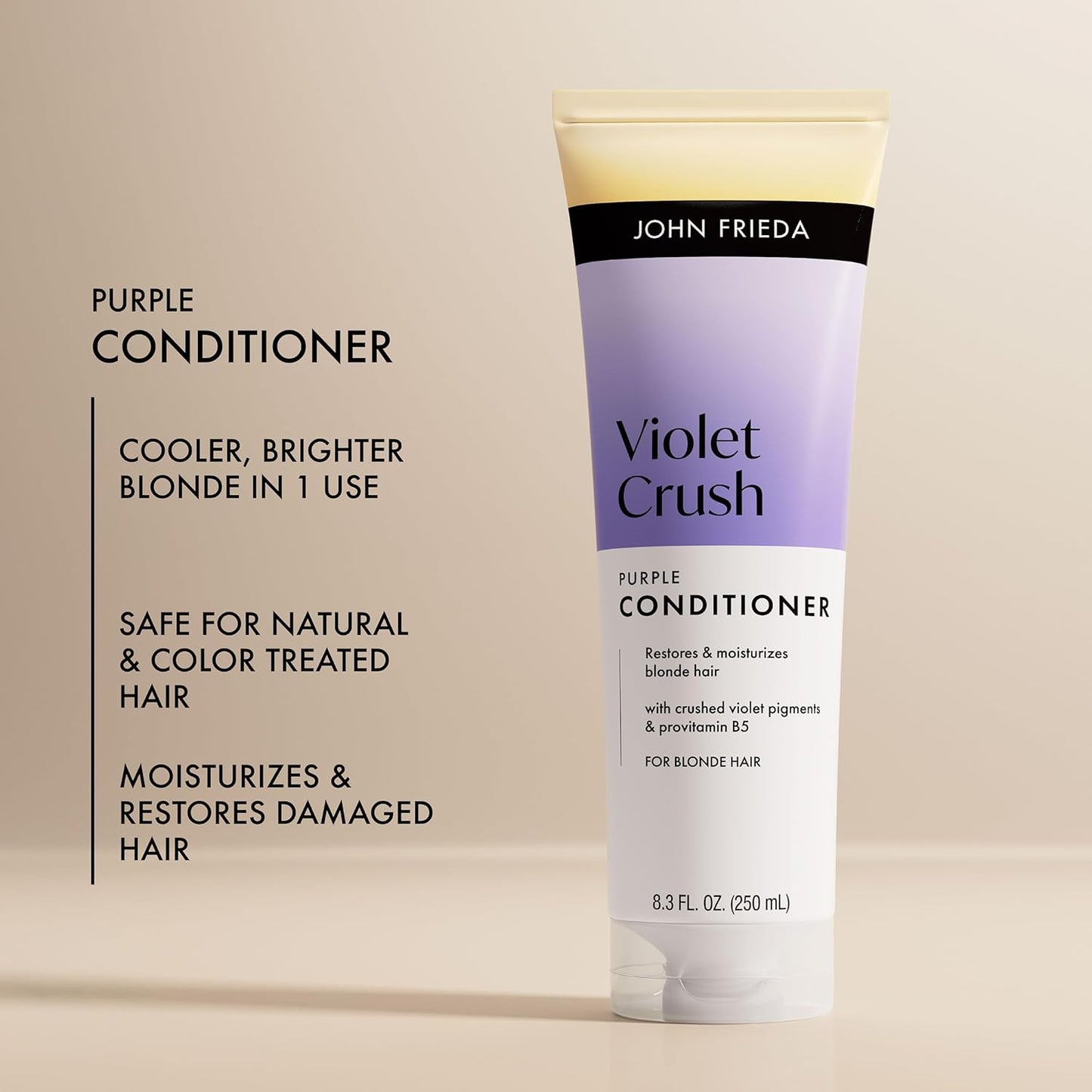 John Frieda Violet Crush Purple Conditioner - Toning for Blonde Hair with Crushed Violet Pigments | 8.3 fl oz