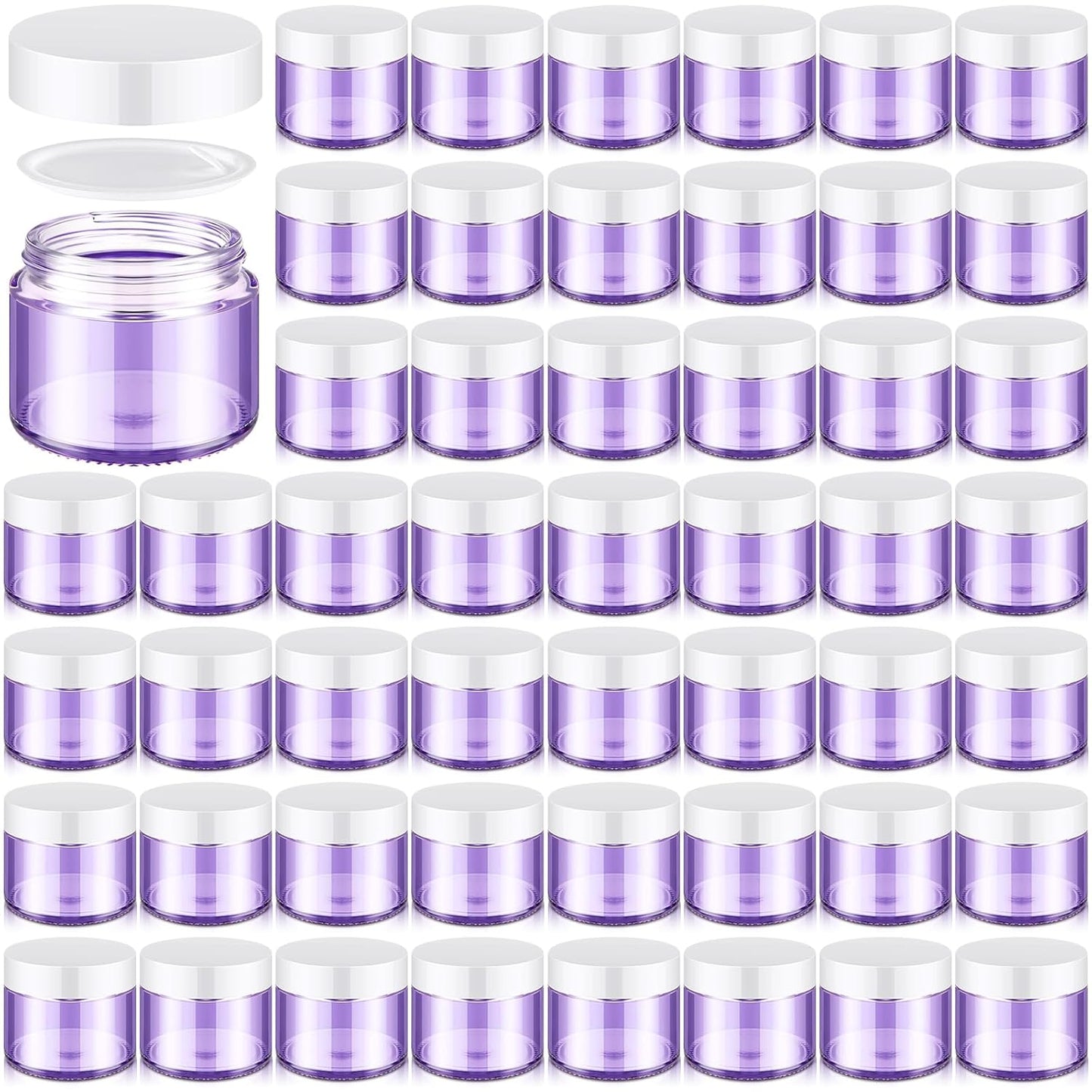 32 Pcs 2 oz Glass Jars - Leakproof Travel Size Cosmetic Containers for Makeup, Creams & DIY (Pea Green)