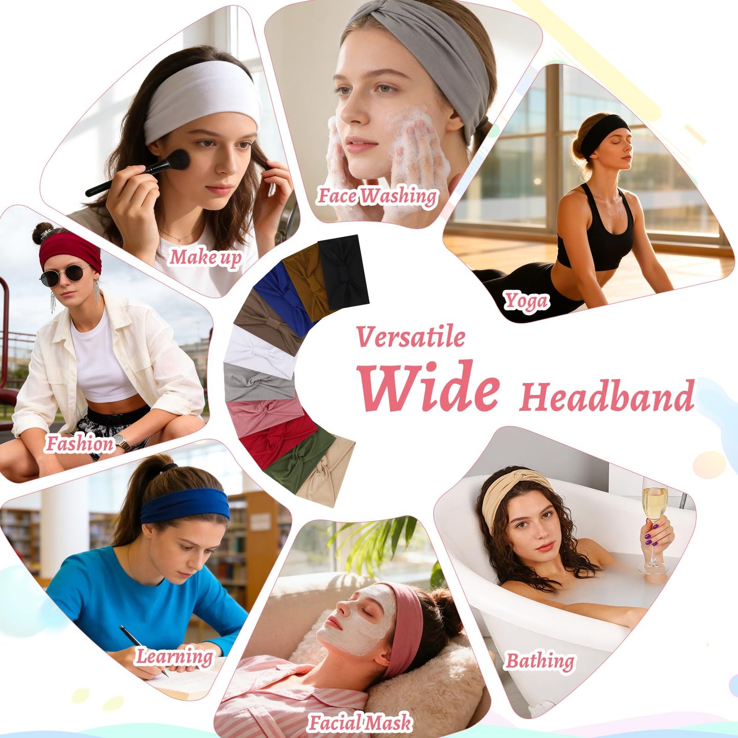 ZhouBoat 10 Pcs Stretchy Headbands for Women Non Slip Wide Elastic Head Bands Soft Twist Knotted Headbands Sports Sweat Bands for Daily Life Spa Yoga Workout Running Gym