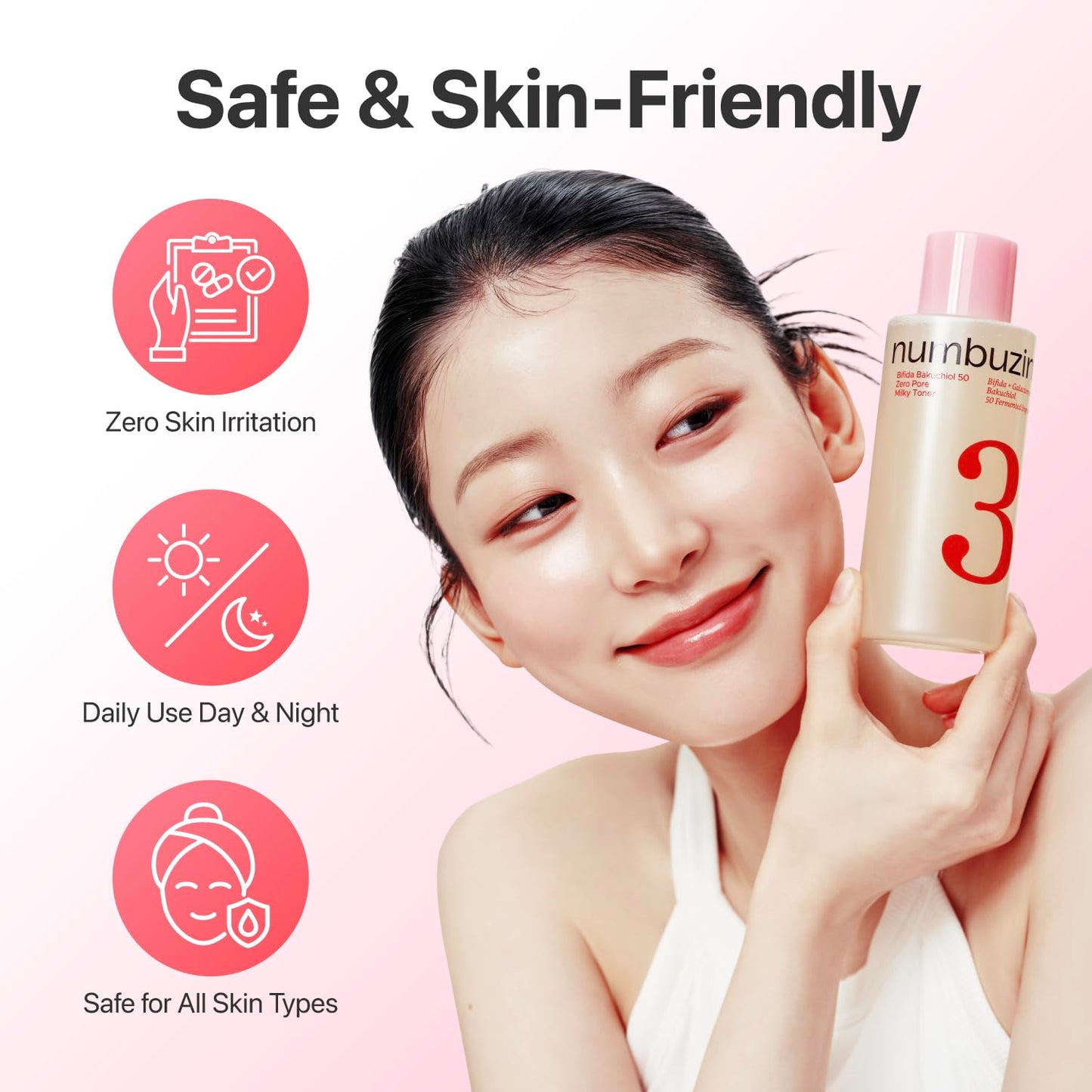 numbuzin No.3 Bifida Bakuchiol 50 Ferments Milky Toner – Hydrating Toner for Pores, Uneven Texture & Dark Spots, Barrier Boosting with Kojic Acid, for Sensitive Skin, 6.76 fl oz
