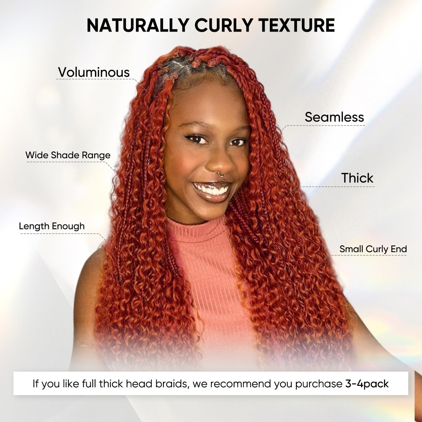 Human Braiding Hair 20 Inch 100g Ginger Deep Wave Bulk Human Hair for Braiding No Weft Curly Bundles Human Hair Extensions for Boho Knotless Braids Wet and Wavy (350)