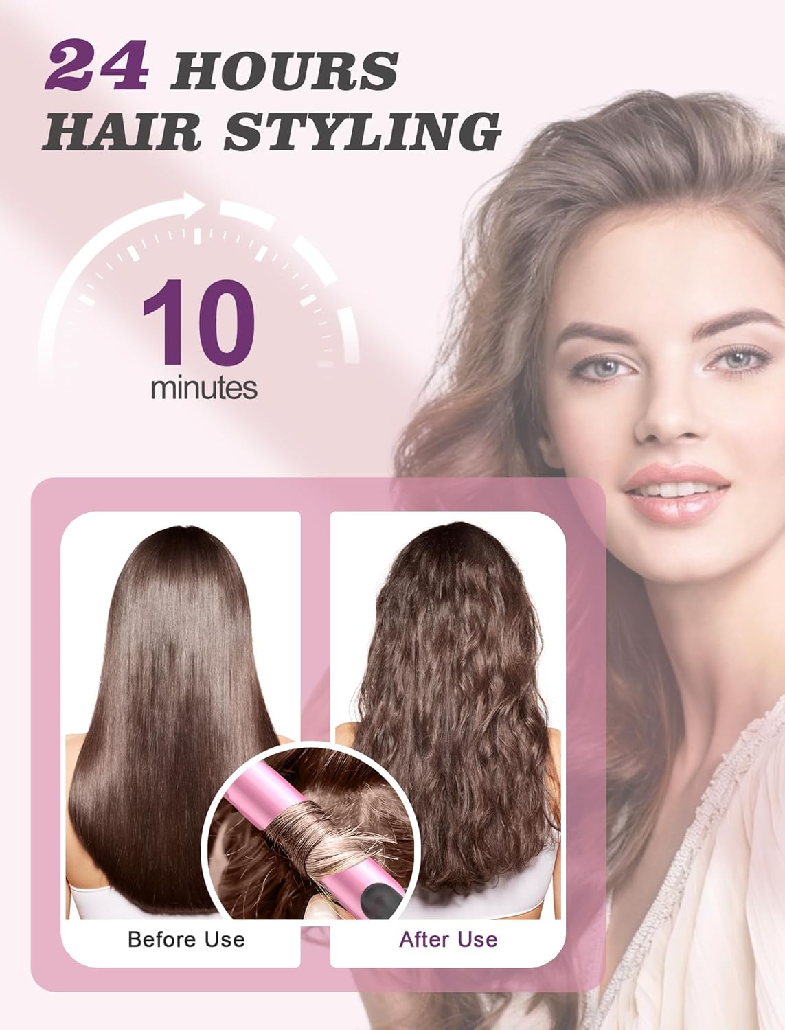 Mini Curling Iron - Travel-Friendly 1 Inch Dual Voltage with Auto-Off & Anti-Scald Cover | Perfect for Short Hair