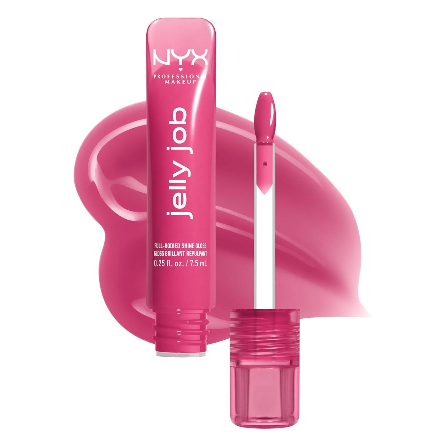 NYX Jelly Job Lip Gloss - Full-Bodied, Smoothing Lip Tint with Hyper-Glossy Shine | Toast N' Jelly (Pale Nude)