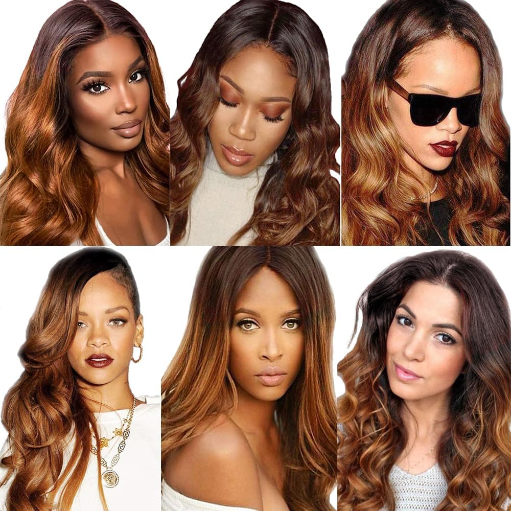Brown Human Hair Bundles Light Brown Bundles Human Hair 12 14 16 inch Ombre Body Wave Bundle #4 Color Bundle T4/30 Color