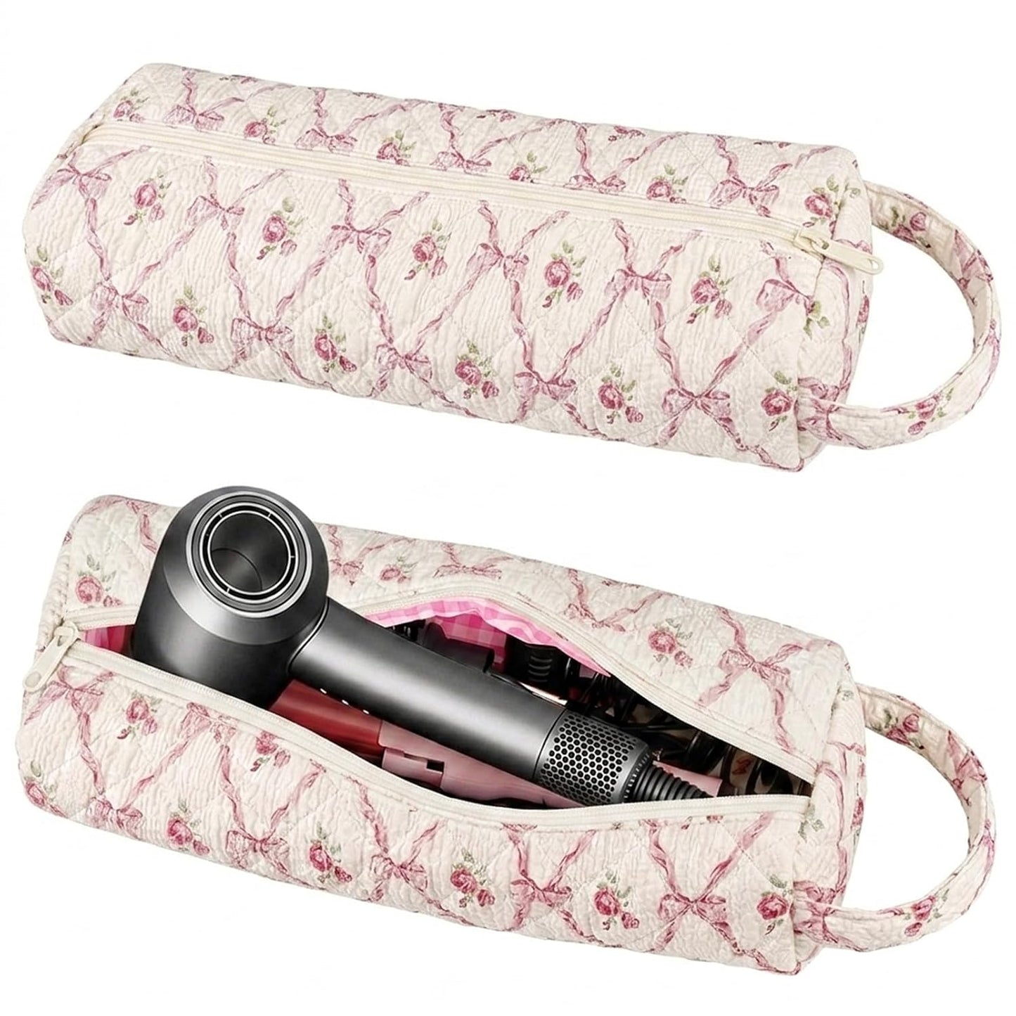 Hair Tools Travel Bag - Compact Case for Dyson Airwrap & Shark Flexstyle | 14" Portable Organizer in Blue Flower