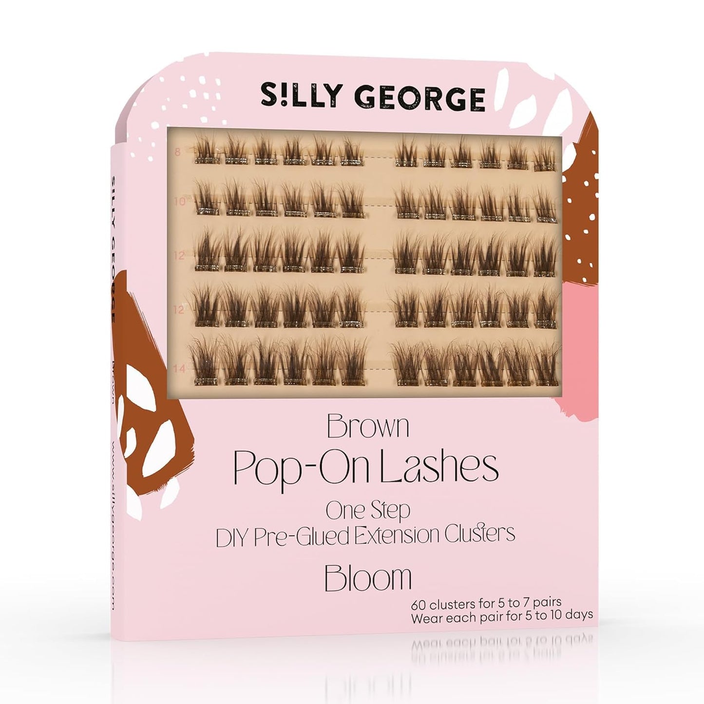 Silly George Pop-On Lashes - DIY Pre-Glued Faux Eyelash Clusters for Natural Look | Bloom, 5-7 Pairs, 60 Clusters