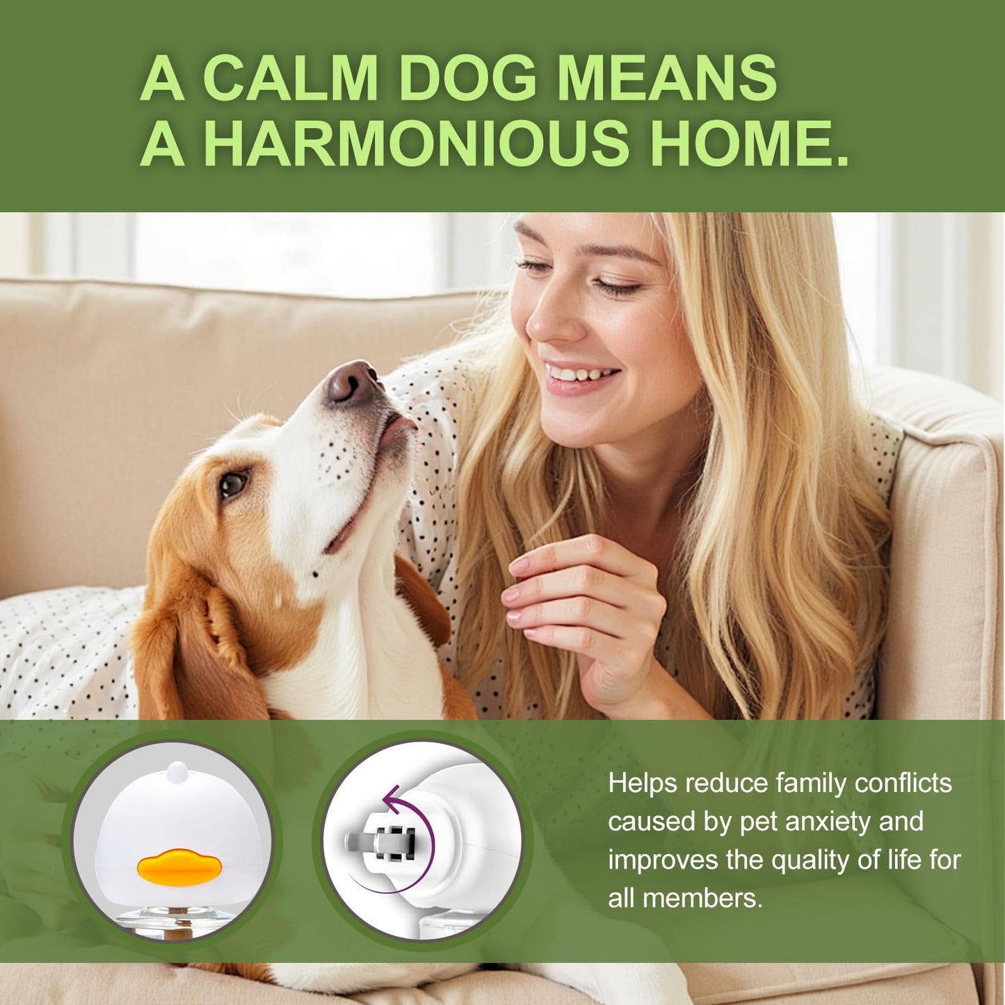 Tkacmoy Dog Calming Diffuser, 4-in-1 Pheromone Refills for Anxious Dogs, 120-Day Continuous Stress & Anxiety Relief for Barking, Chewing, Crate Training