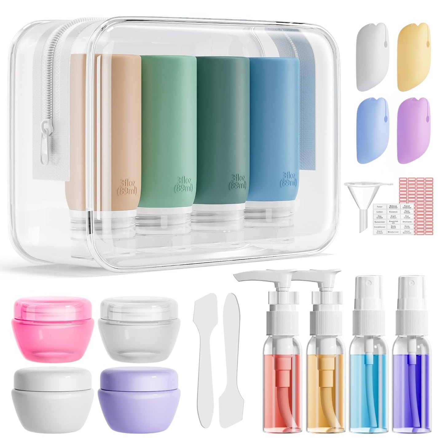 Travel Bottles for Toiletries - 21 Pack Leak-Proof Silicone Containers | TSA Compliant, BPA Free, Yellow
