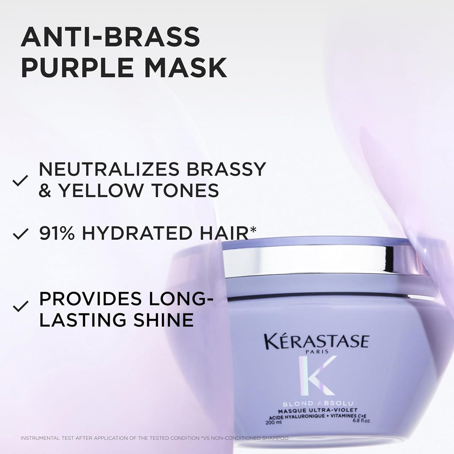 Kerastase Blond Absolu Purple Hair Mask - Neutralizes Brassiness & Yellow Undertones | 6.8 Fl Oz
