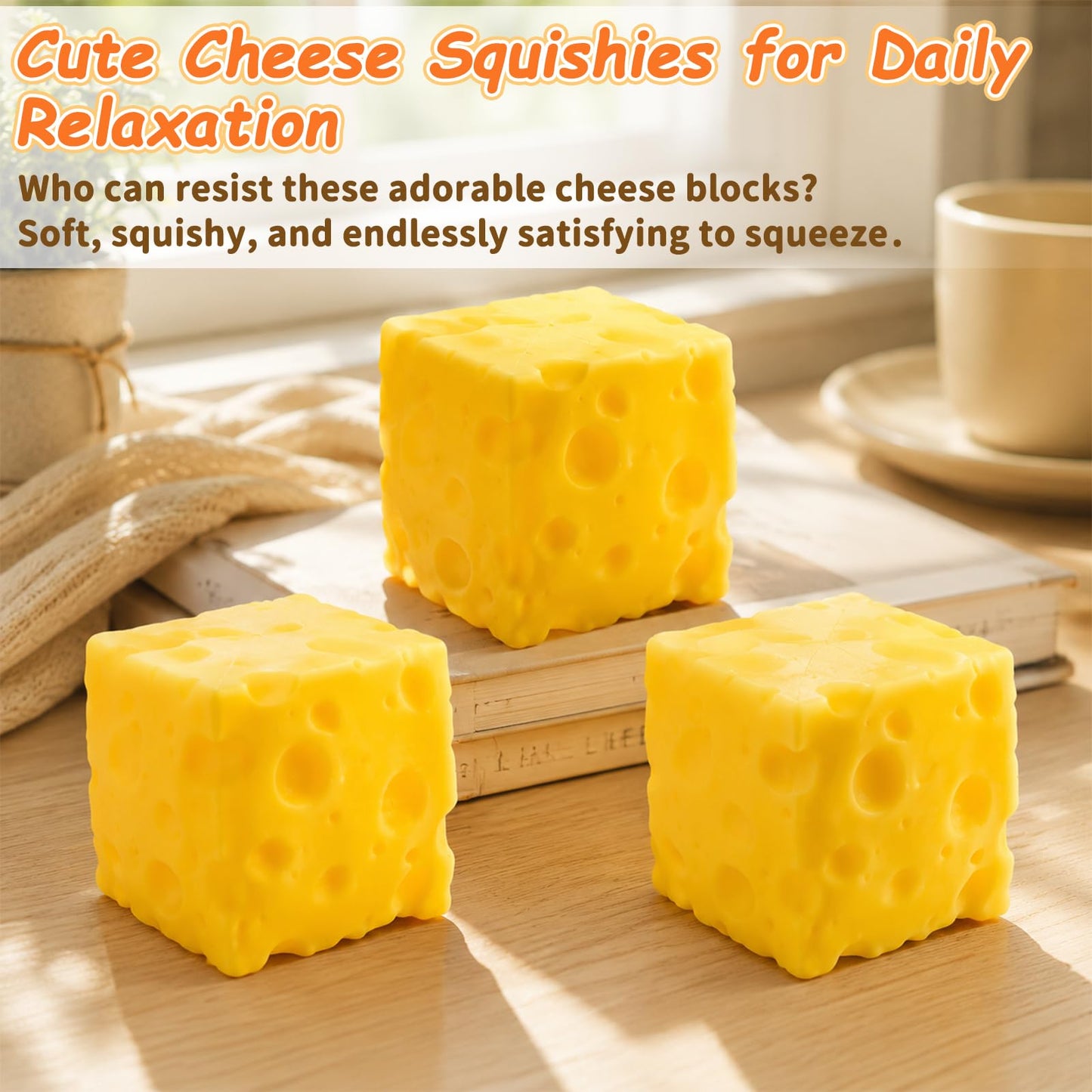 Cheese Squishy Slow Rising Squeeze Toy, Extra Soft Squishy Fidget Toy, Stress Relief Sensory Novelty Fidget Squishy Toy Gift for Kids and Adults