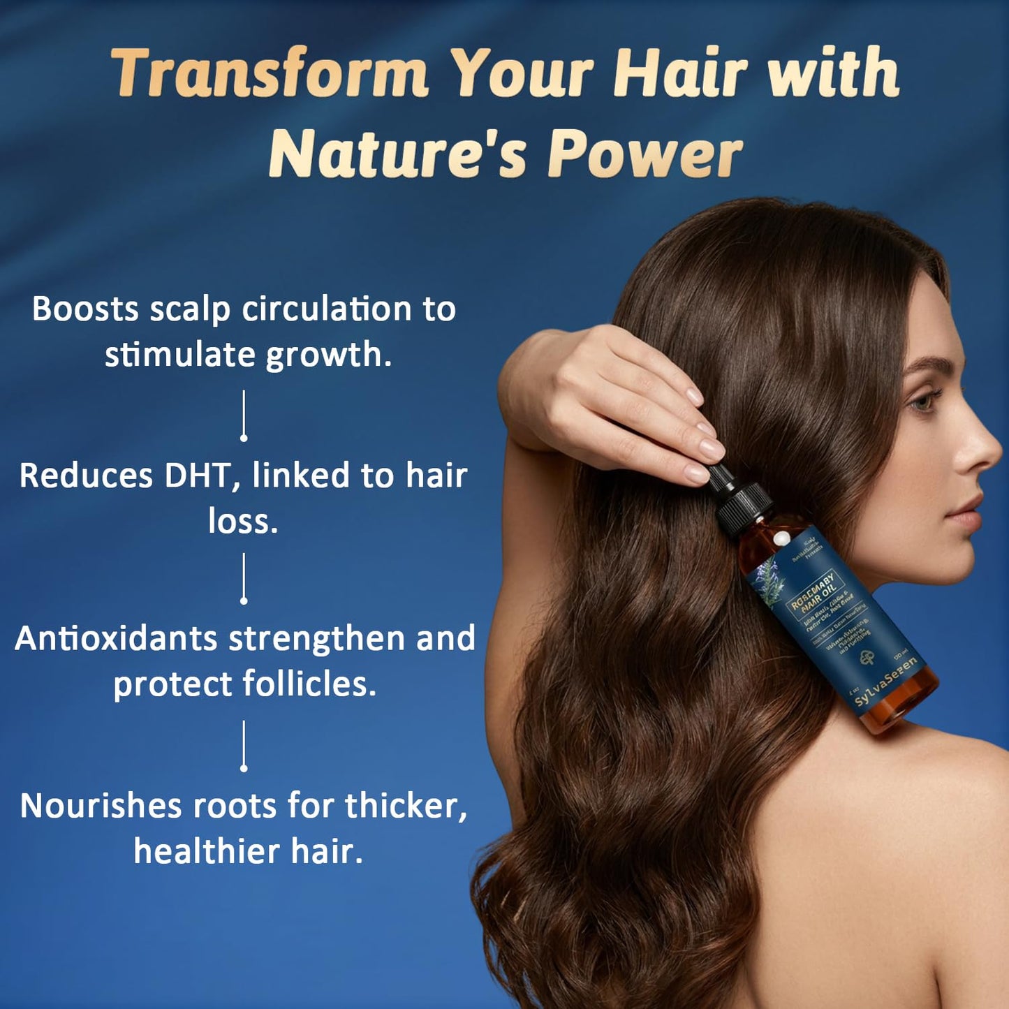 Rosemary Oil for Hair Growth, Thickening and Strengthening with Biotin, Jojoba and Other Effective Oils. Suitable for All Hair Types 120 ml