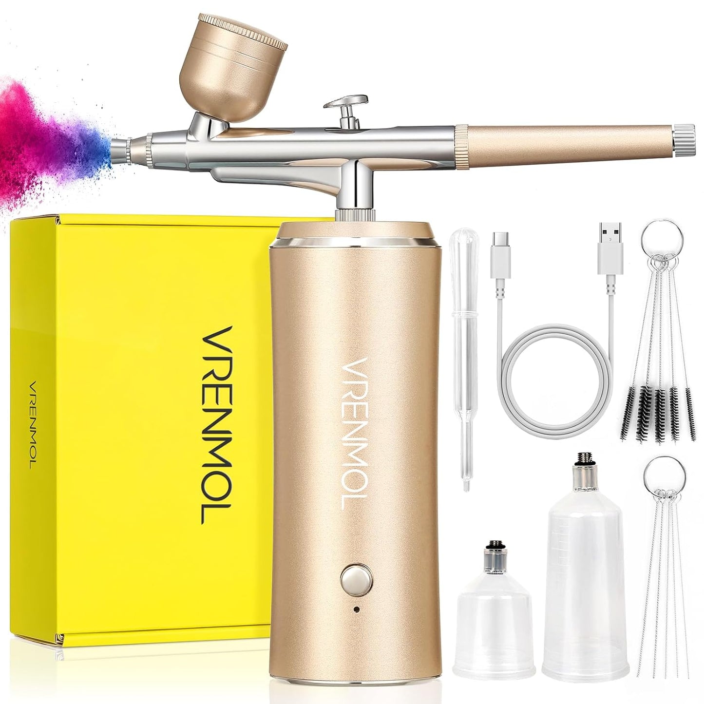 Airbrush Kit - Micro-Flow Precision Nail Art Machine with 0.3mm Nozzle | Rechargeable Compressor & Three Modes for Ombre French Nails