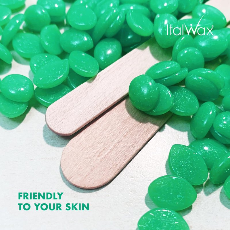 Italwax Top Line Emerald Hard Wax Beads 1.65 lb (750 g) – Ultra-Flexible Unscented Jelly Wax for Large Areas, Thin-Layer Application for Arms & Legs, Professional Use – Made in Italy