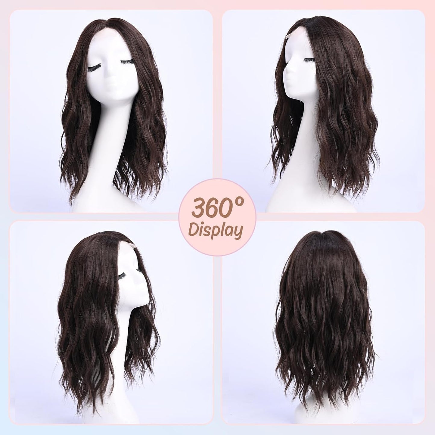 Wavy Wigs for Women - 18 Inch Medium Length Synthetic Wig | Natural Looking & Heat Resistant - Black