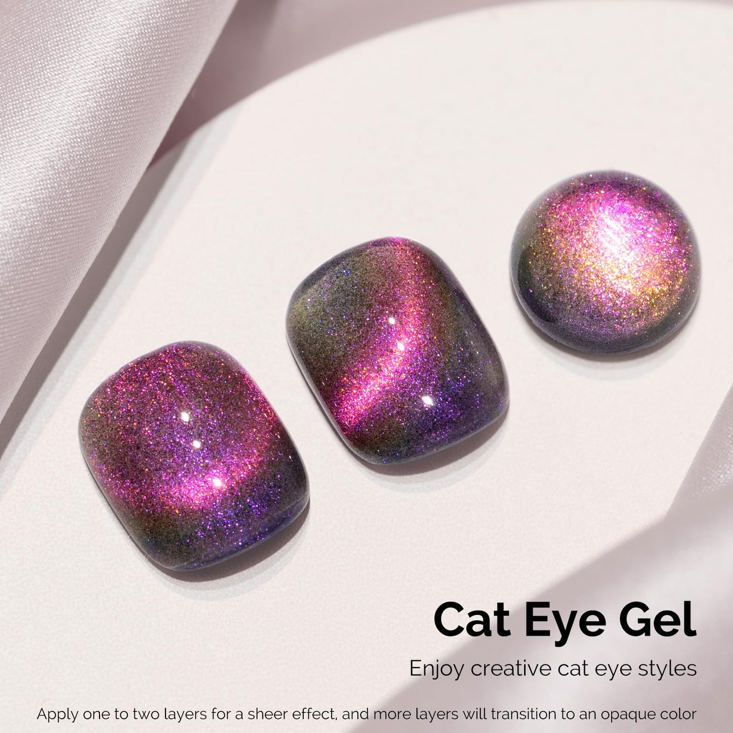 MelodySusie 9D Chameleon Cat Eye Gel Nail Polish, 0.5 Fl Oz Pink Glitter Holographic Magnetic Nail Polish with Magnet, UV Nail Polish for Nail Art Manicure Salon DIY at Home G1601