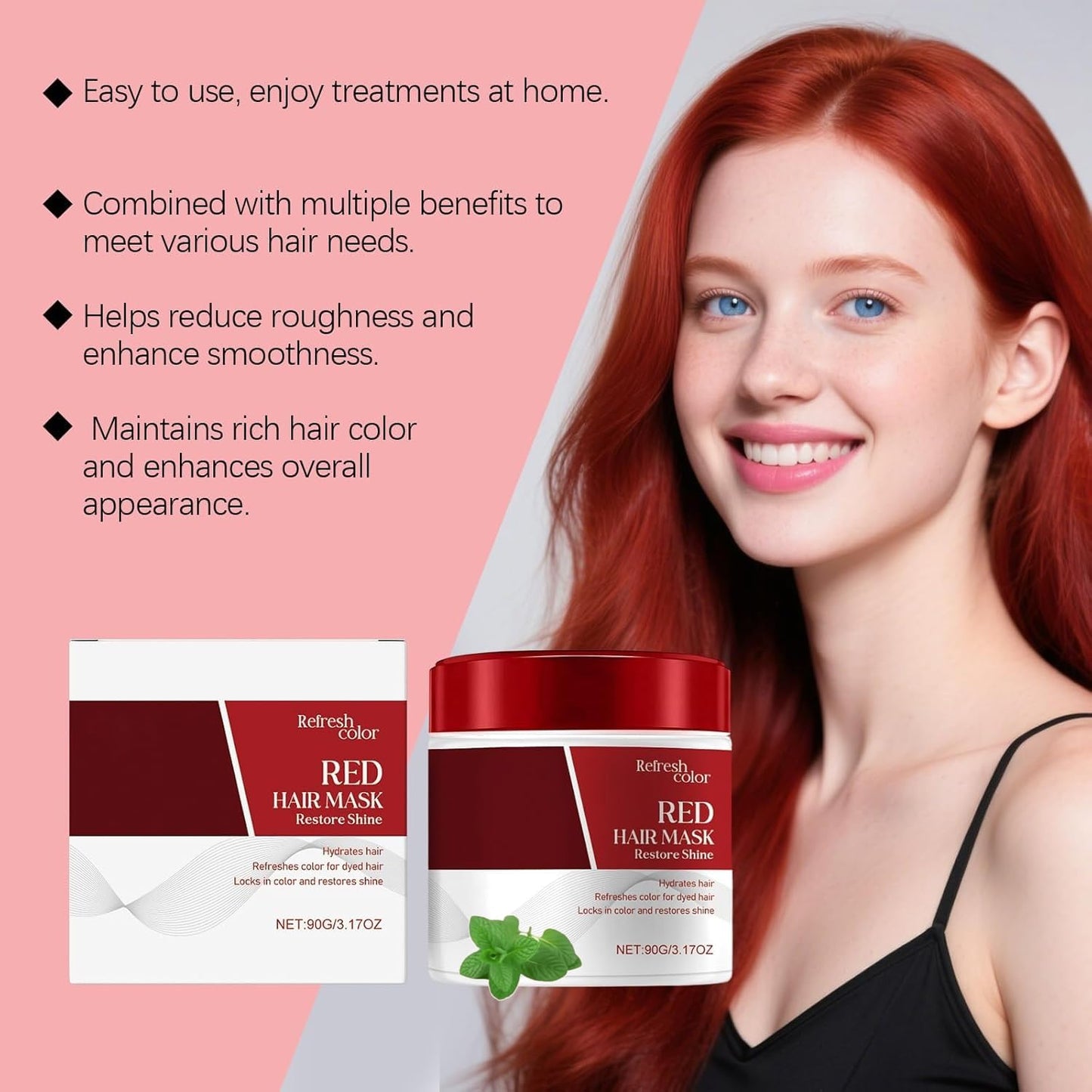 Red Hair Mask - Color Boosting Conditioner for Damaged Hair | Repairs, Strengthens & Hydrates (1 Piece)