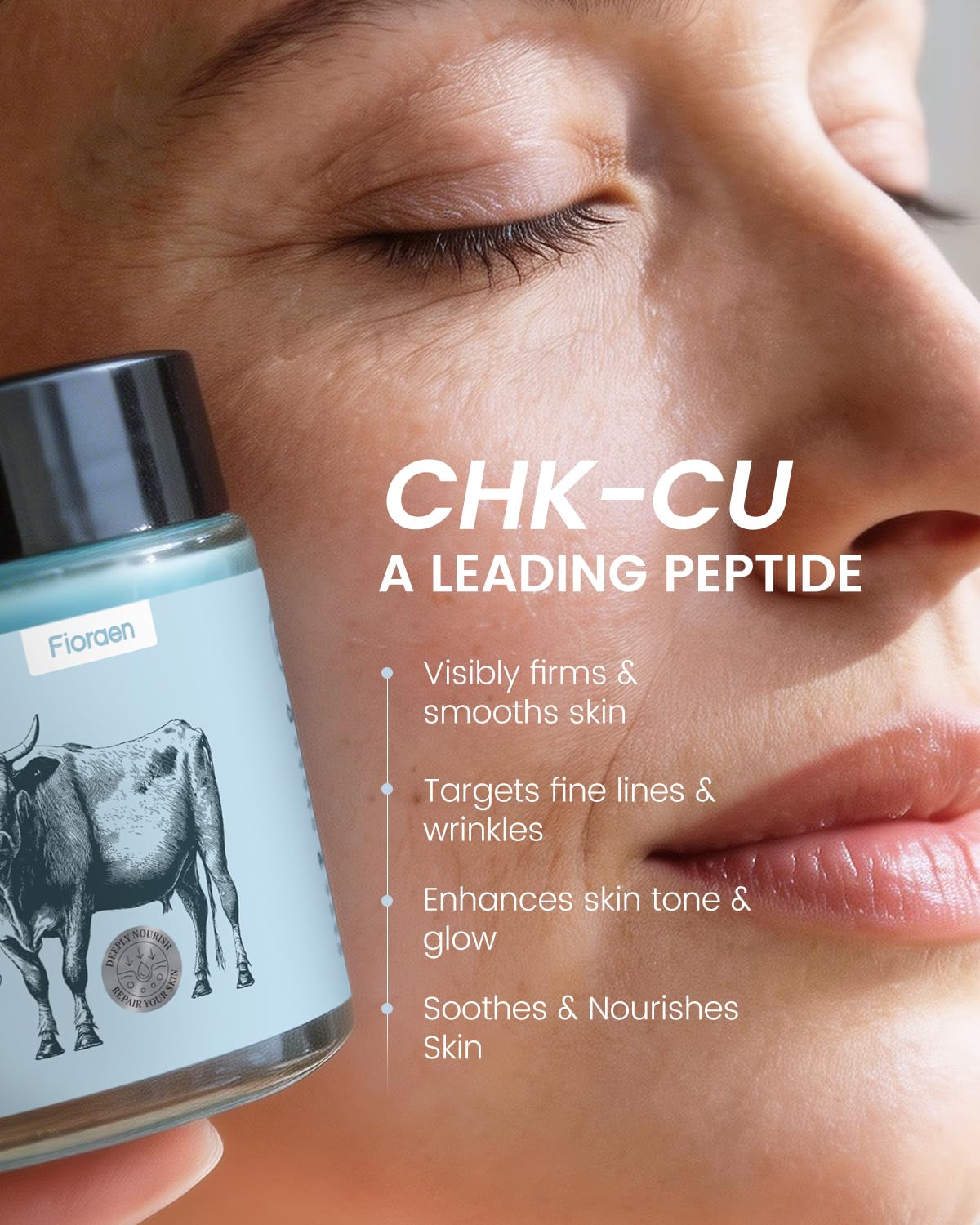 Fioraen 25,000ppm GHK-Cu Copper Peptides Whipped Beef Tallow for Skin, Grass Fed Tallow and Honey Balm with Manuka Honey & Vitamin E, High Potency Anti Aging Face Moisturizer for Firming & Repair 4oz