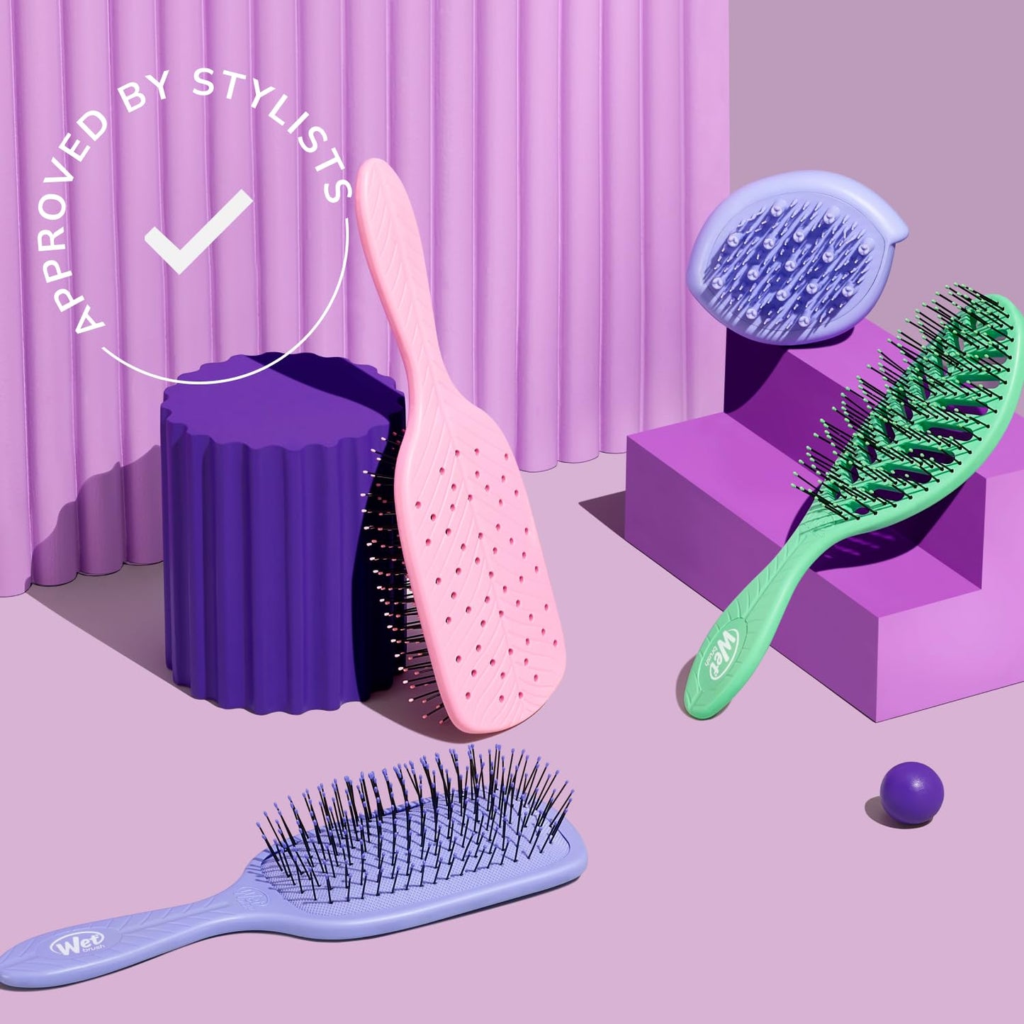 Wet Brush Go Green Curl Detangler Hair Brush - Pale Pink Ultra-Soft IntelliFlex Detangling Bristles Glide Through Tangles with Ease - Great For Curly Hair-No Split Ends & Pain-Free for Wet or Dry Hair