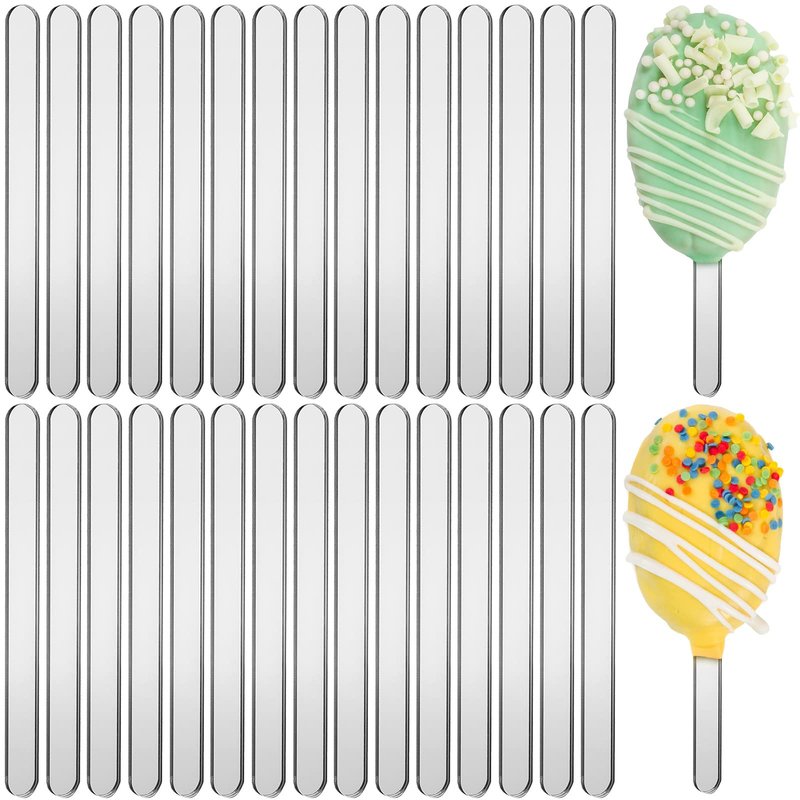 Romooa 30 Pieces Acrylic Sticks Reusable Cakesicle Cake Pop Mold Mirror Ice Pop Sticks Ice Cream Cakesicle Mold for Home Cake Candy Gifts Party Craft