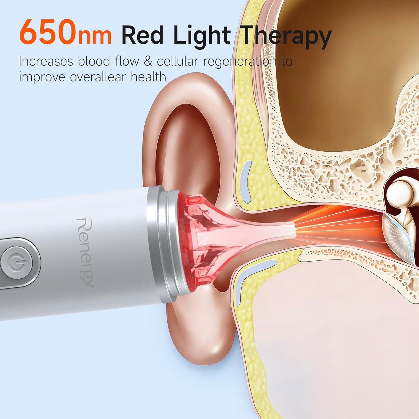 Rechargeable Ear Dryer | Electric Water Drying Aid with Red Light Therapy & 3 Airflow Modes for Swimmers & Hearing Aids