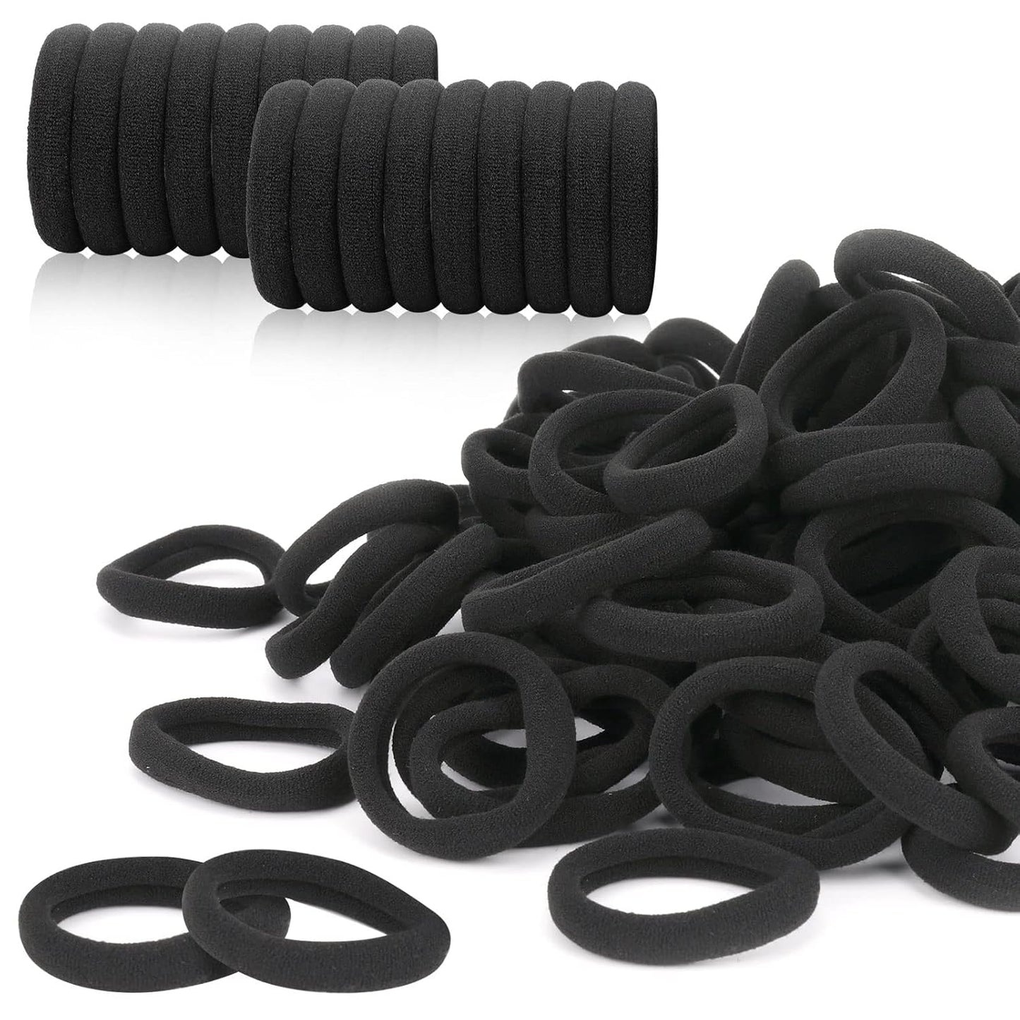 120PCS Black Hair Ties - Seamless Soft Ponytail Holders for All Hair Types | No Damage Elastics