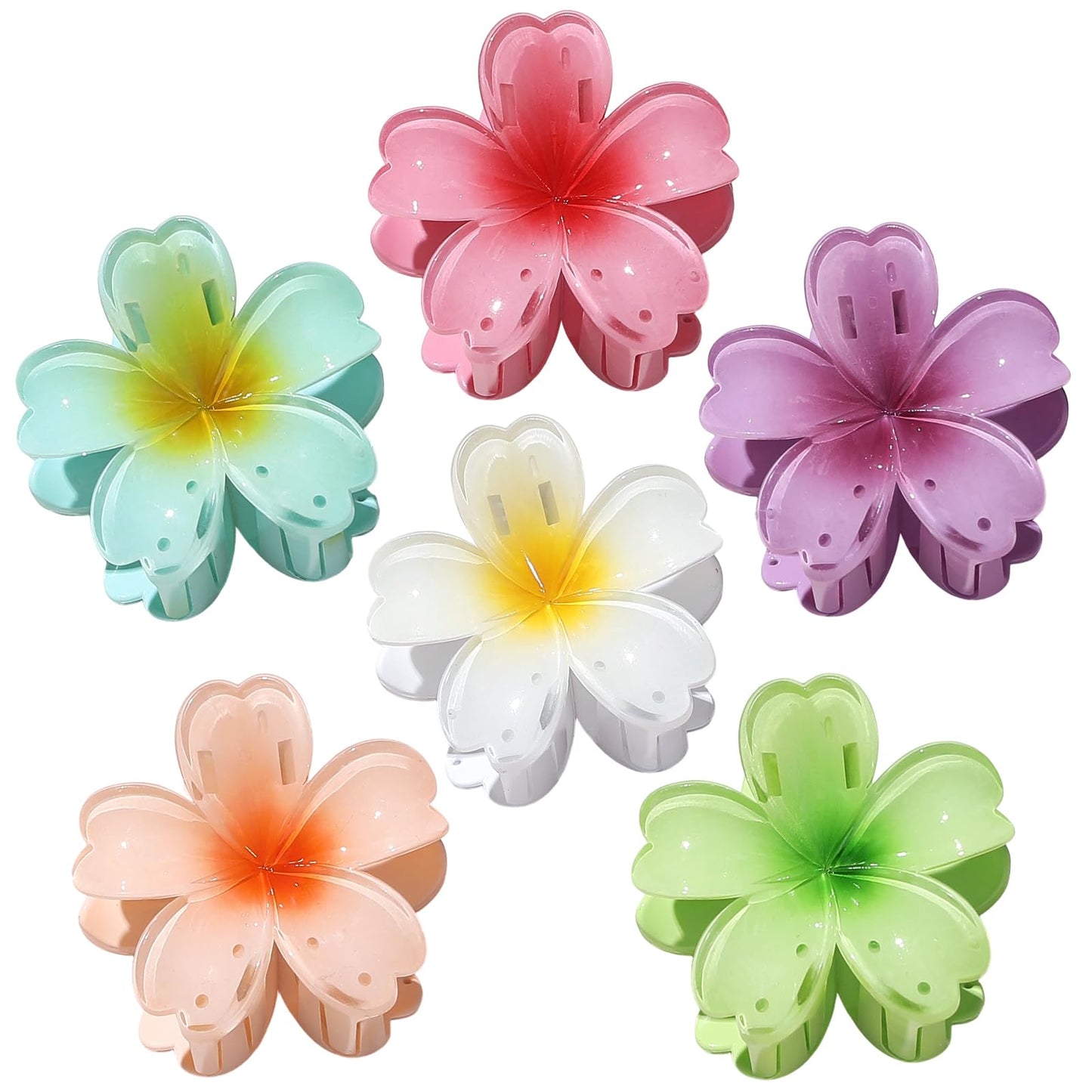 SMKSL 6 Pcs Flower Hair Claw Clips for Women Hawaiian Large Hair Clips for Thick Thin Curly Hair, Strong Hold & Non-Slip, Stylish Medium Beach Hair Accessories for Women Girls (Hawaiian)