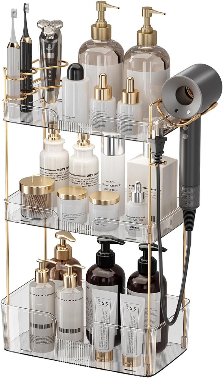 Aveniee Bathroom Counter Organizer - 3 Tier Perfume & Skincare Storage Shelf | Clear Vanity Makeup Tray