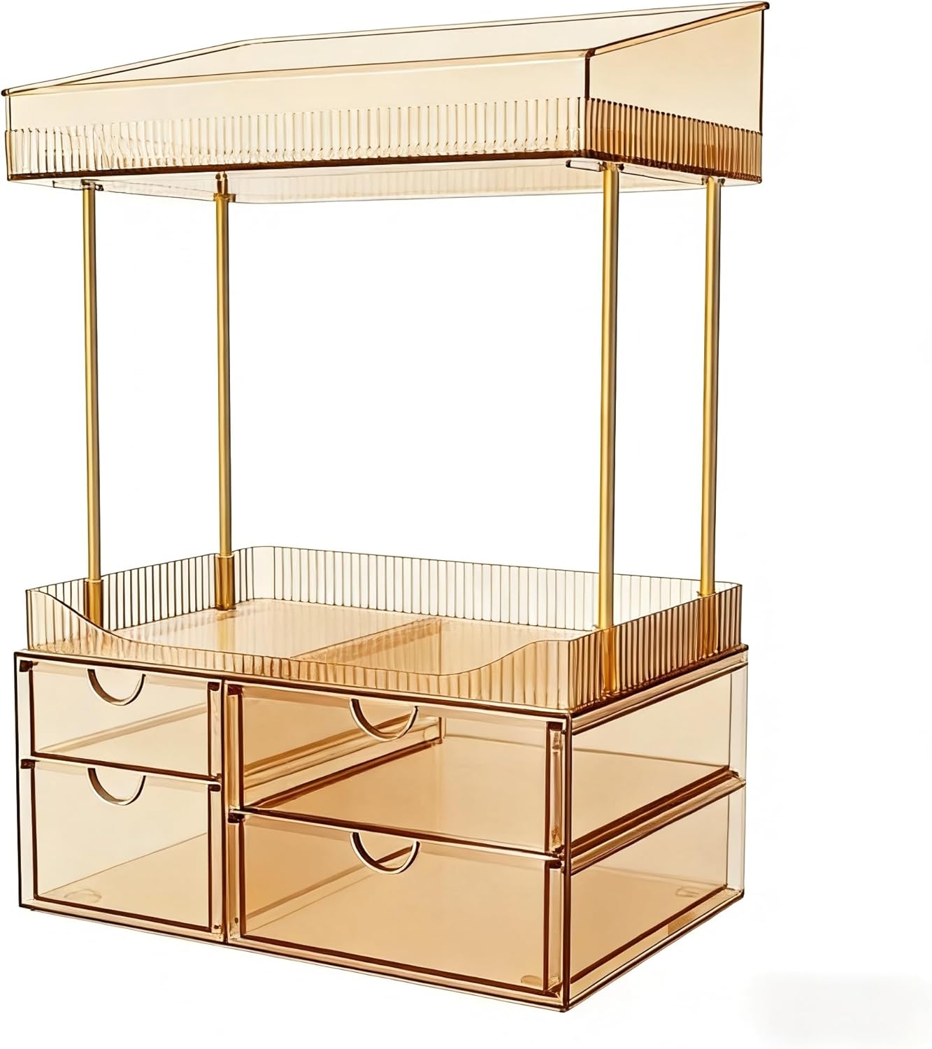 Makeup Organizer with 4 Drawers - Clear 4-Tier Cosmetic Storage for Bathroom, Dresser & Countertop