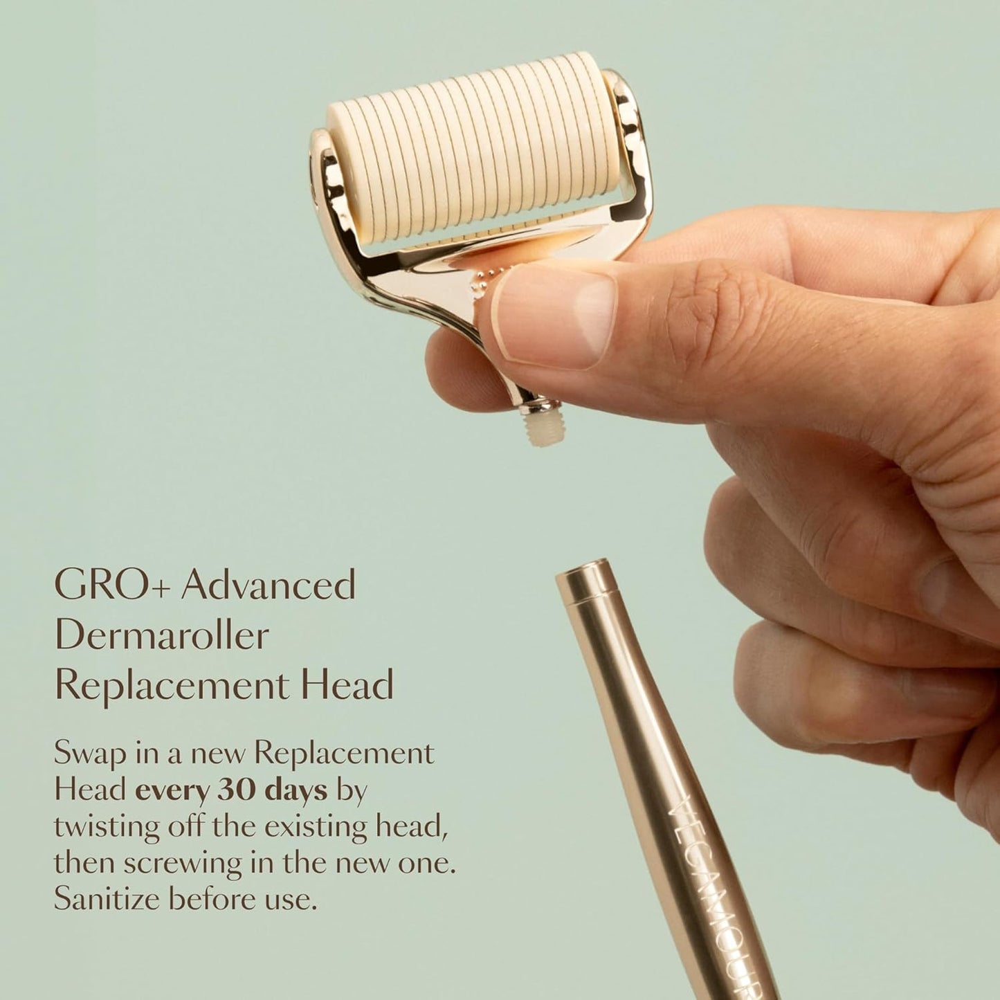 VEGAMOUR GRO+ Advanced Dermaroller Replacement Head - 1,200 Microneedle 0.25mm Scalp Tool | Gently Exfoliates Scalp