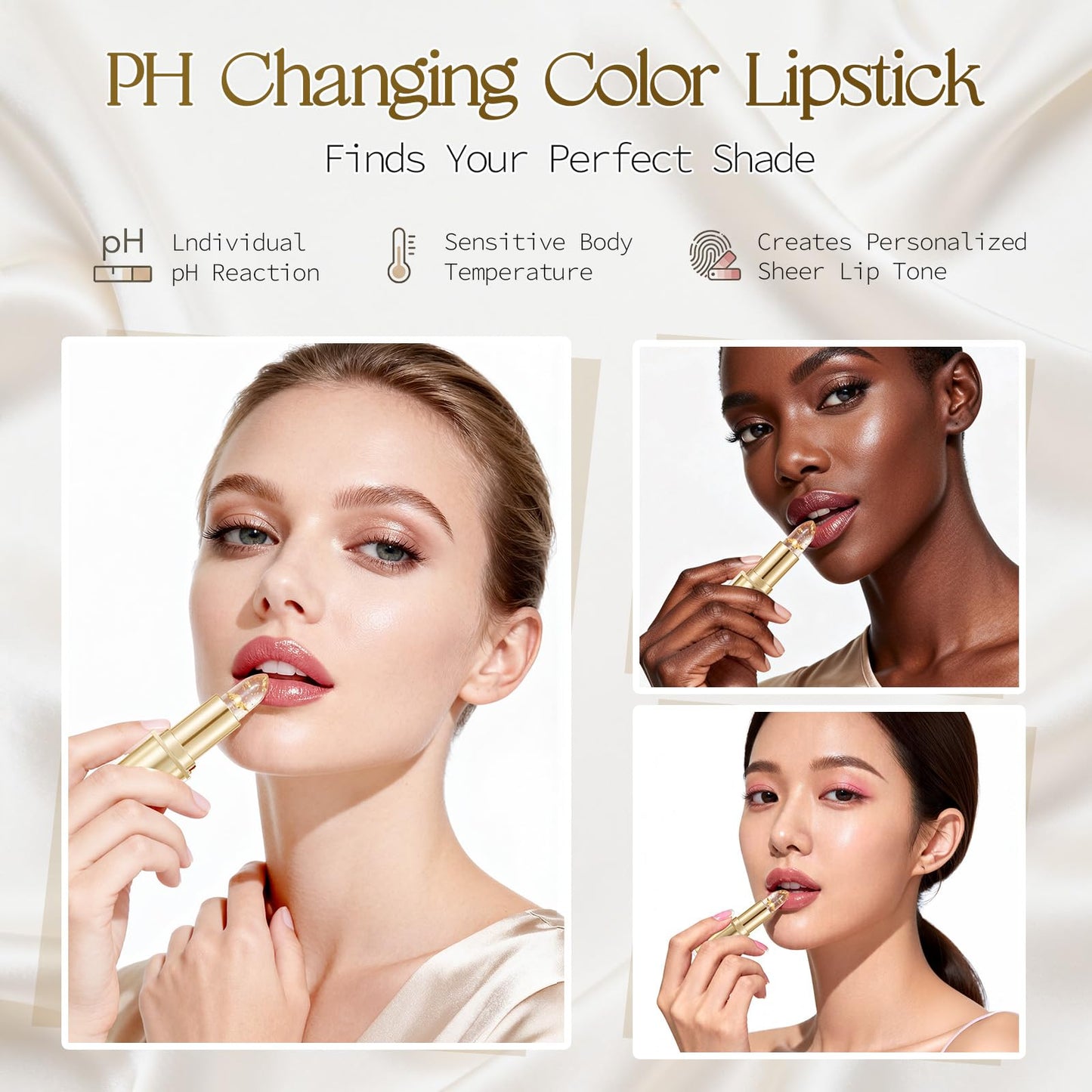 Tiostep Color Changing Lipstick PH Adjusting Clear Changes Color Lipstick Suitable for All Skin Tones Long Lasting Moisturizing Tinted Lip Balm Great Gift for Women
