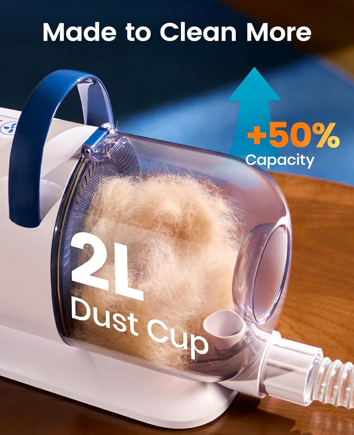 Dog Grooming Vacuum - 15000Pa Suction, Captures 99% Pet Hair | Quiet Brush & 4 Accessories, 2L Canister