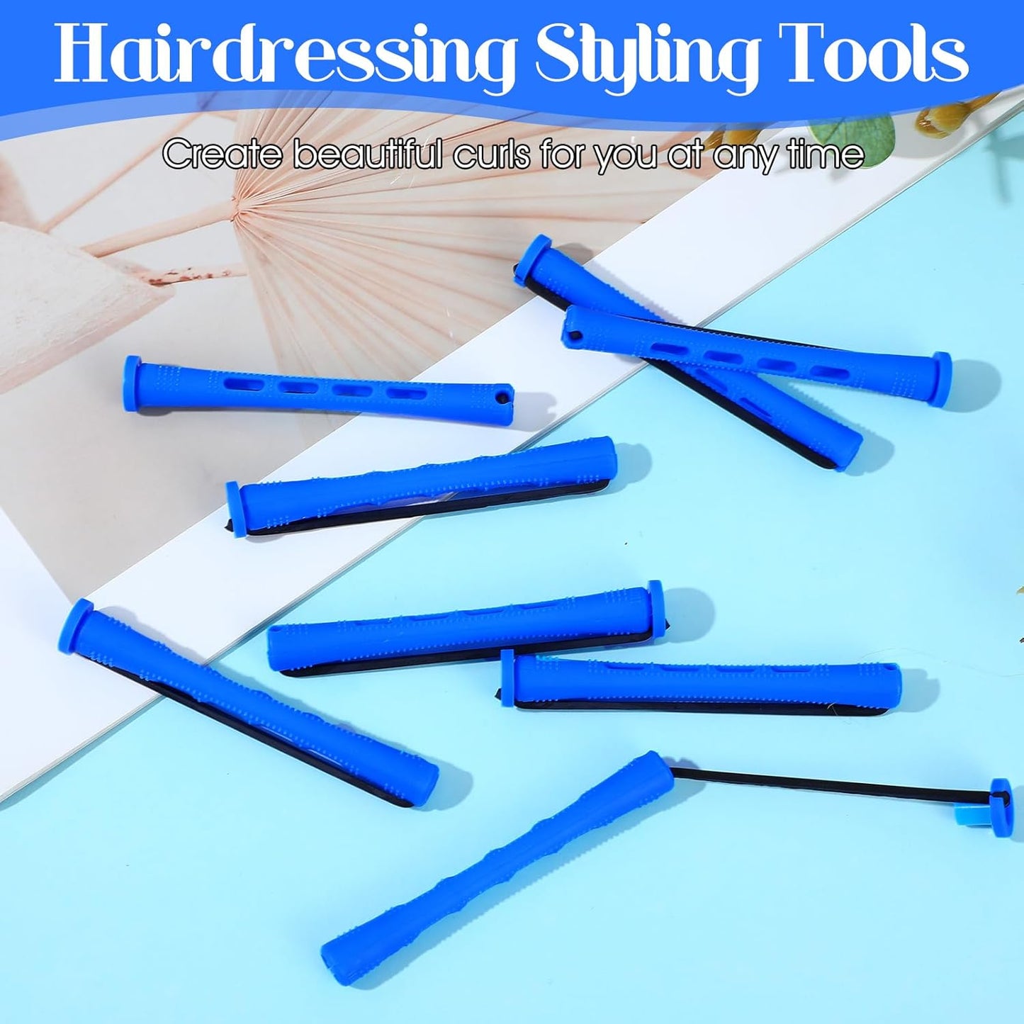 20 Pcs Perm Rods - Medium Curling Rods for Short Hair | Heatless Cold Wave Rollers (0.35 Inches, Blue)