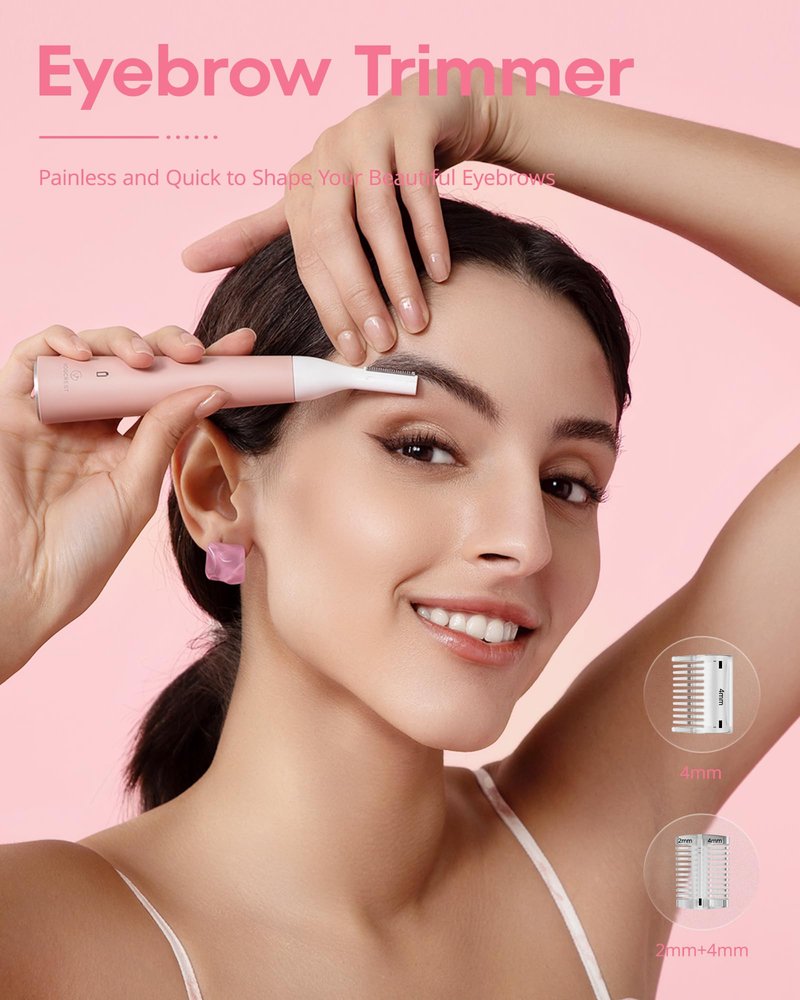 VG VOGCREST Nose Hair Trimmer for Women: Rechargeable Painless Eyebrow Trimmer - Low Noise Portable Facial Hair Removal for Ladies Aged 18-55 - Home Party Travel, Christmas Gifts (Bright Pink)