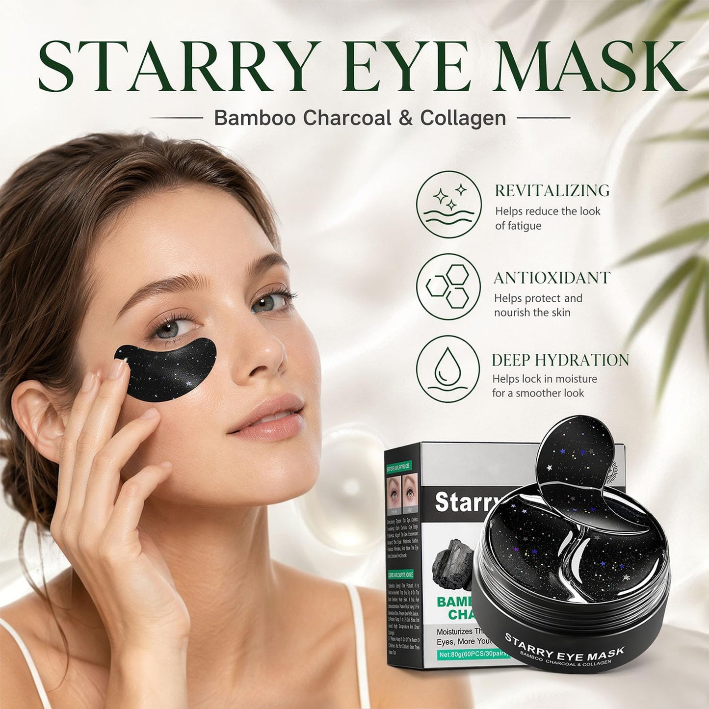 Under Eye Patches (60PCS), Parches Para Ojeras, Moisturizing Eye Patches for Puffy Eyes and Dark Circles, Collagen Eye Patches, Bamboo Charcoal Eye Mask, Hydrating, Reduce Wrinkles and Fine Lines