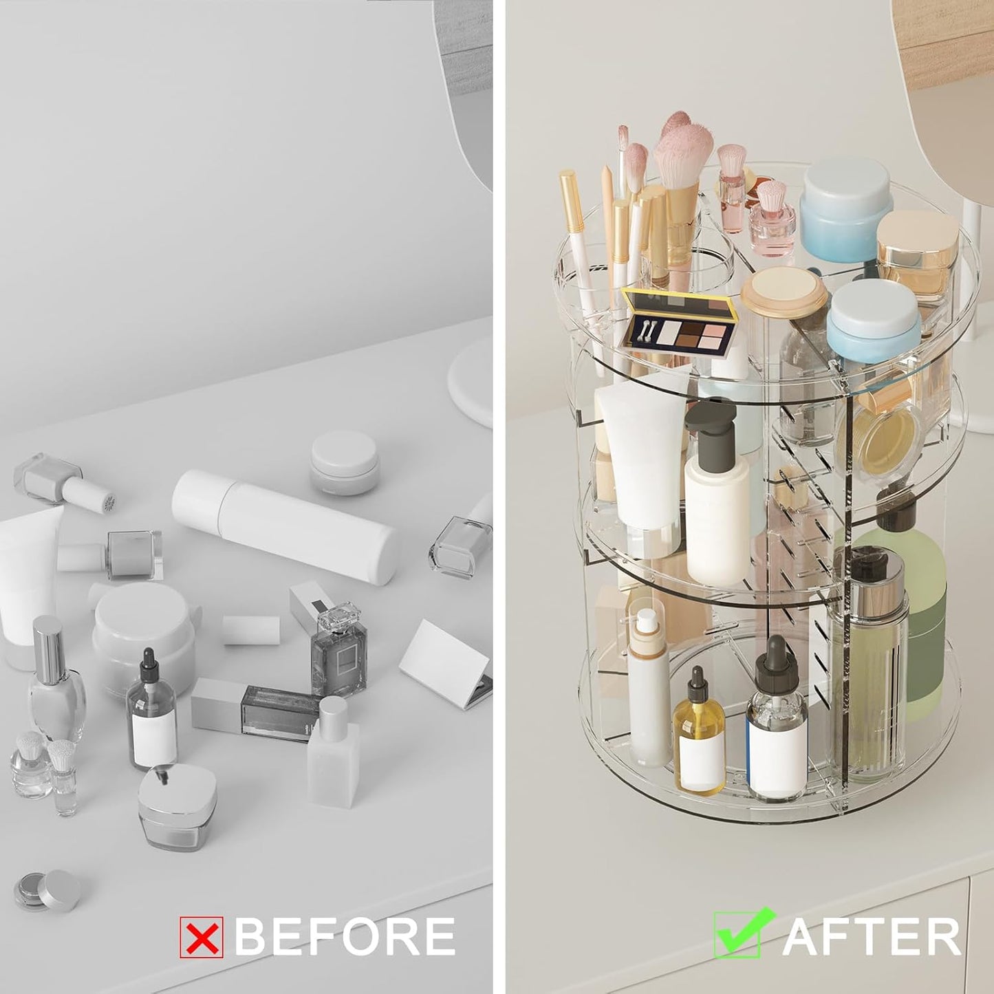 Rotating Makeup Organizer - DIY 8-Layer Spinning Skincare Storage | Multi-Function Cosmetic Display Case with Brush Holder & Perfume Tray