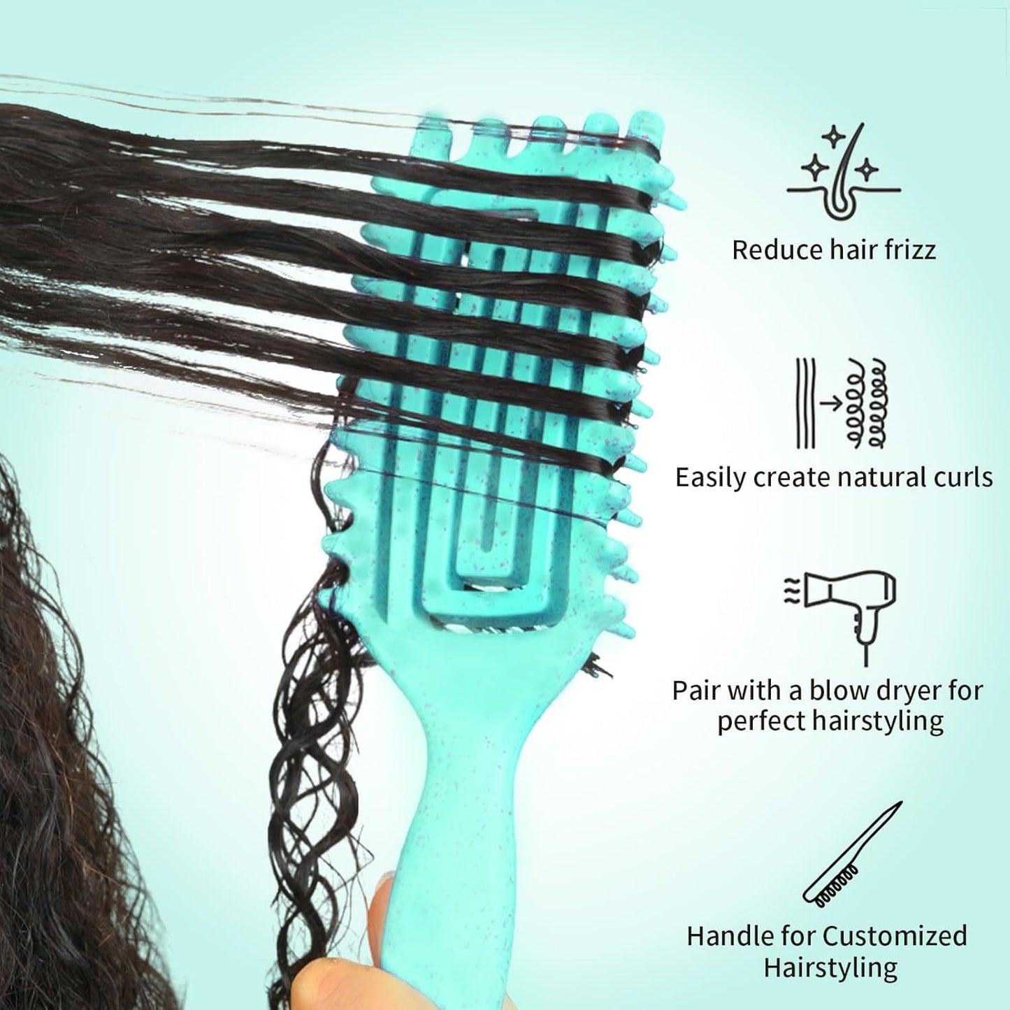 Curl Defining Brush - Curly Hair Detangling & Shaping Tool | Vented Design (Green)