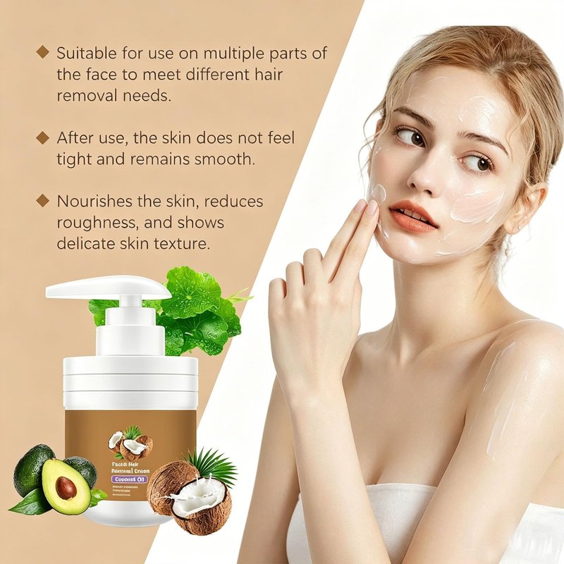 EZNFSW Coconut Oil Facial Hair Removal Cream, Plant Extract Organics Painless Formula for Sensitive Skin – 3.5 oz