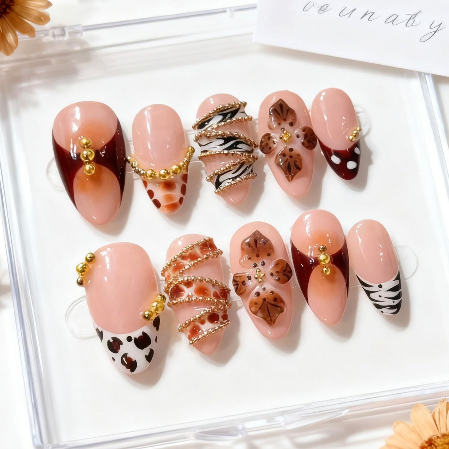 Christmas Press-On Nails - 24Pcs Short Almond Acrylic Set with Holly & Bow Designs | Winter White French Tips
