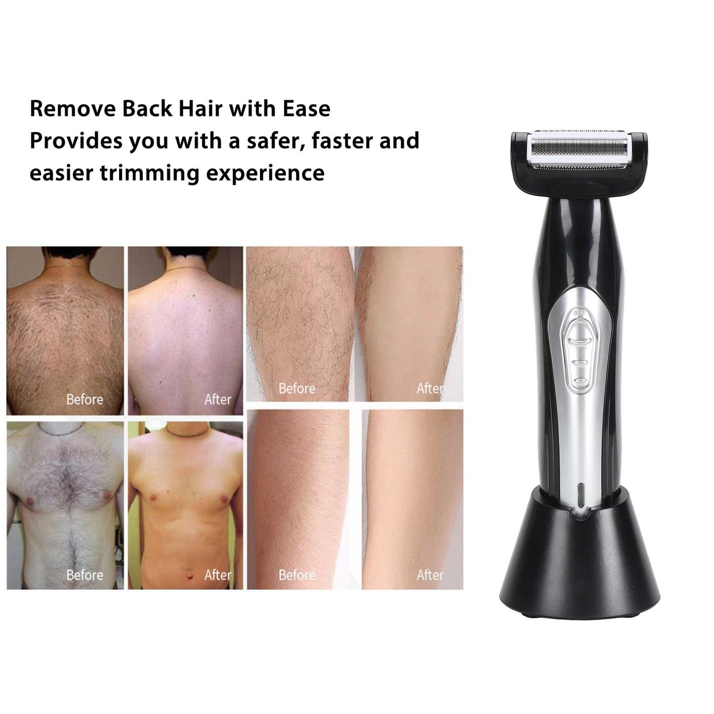Back Shavers for Men,Non-Slip Back Hair Removal and Body Shaver,Extra-Long Detachable Handle Body Hair Trimmer ith Safety Blade,Wet or Dry Shaving