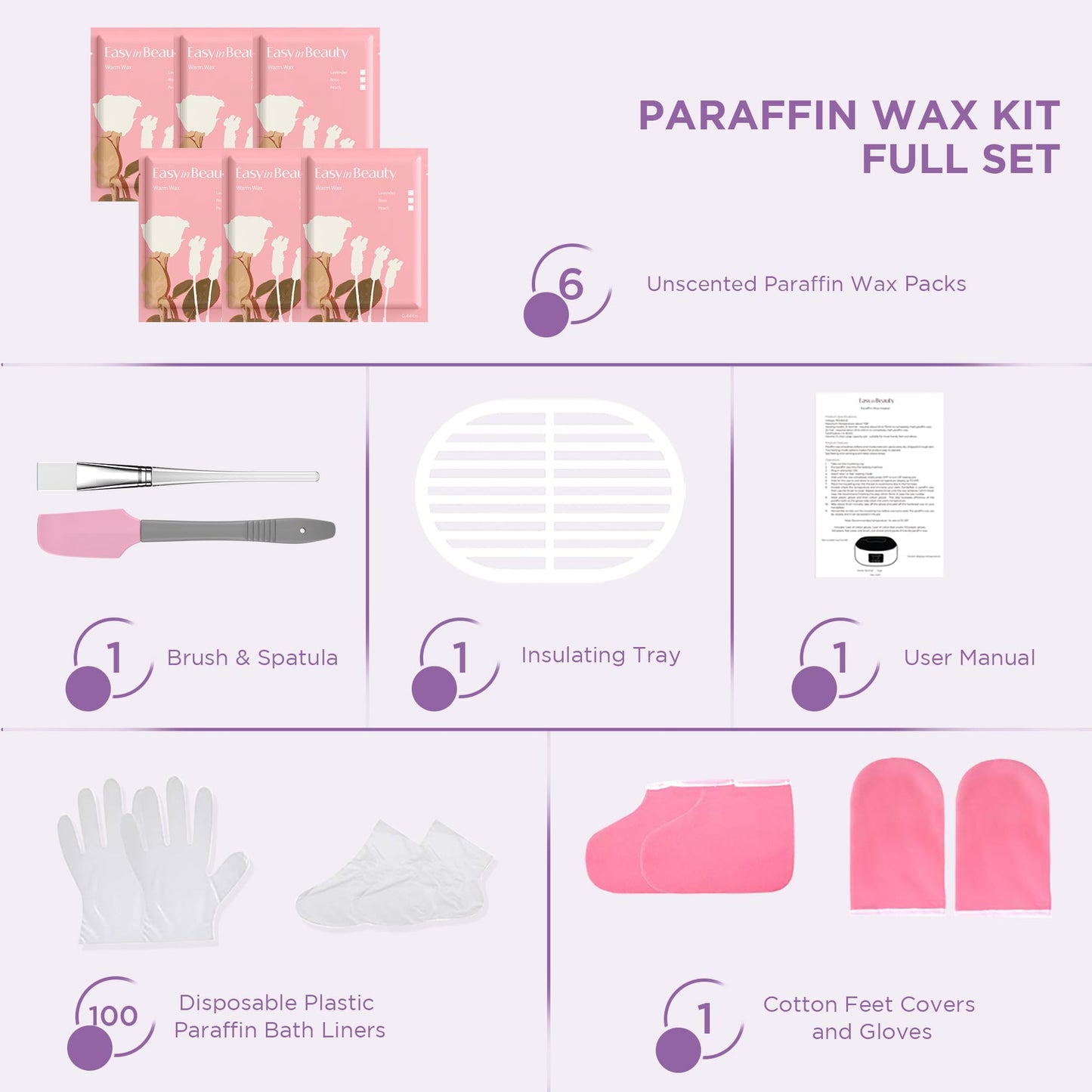 Paraffin Wax Machine for Hand and Feet - 3000ml Hand Wax Paraffin Machine for Arthritis,Touchscreen Paraffin Wax Warmer with 6 Packs Unscented Wax (2.64 lbs), Paraffin Bath for Smooth & Soft Skin